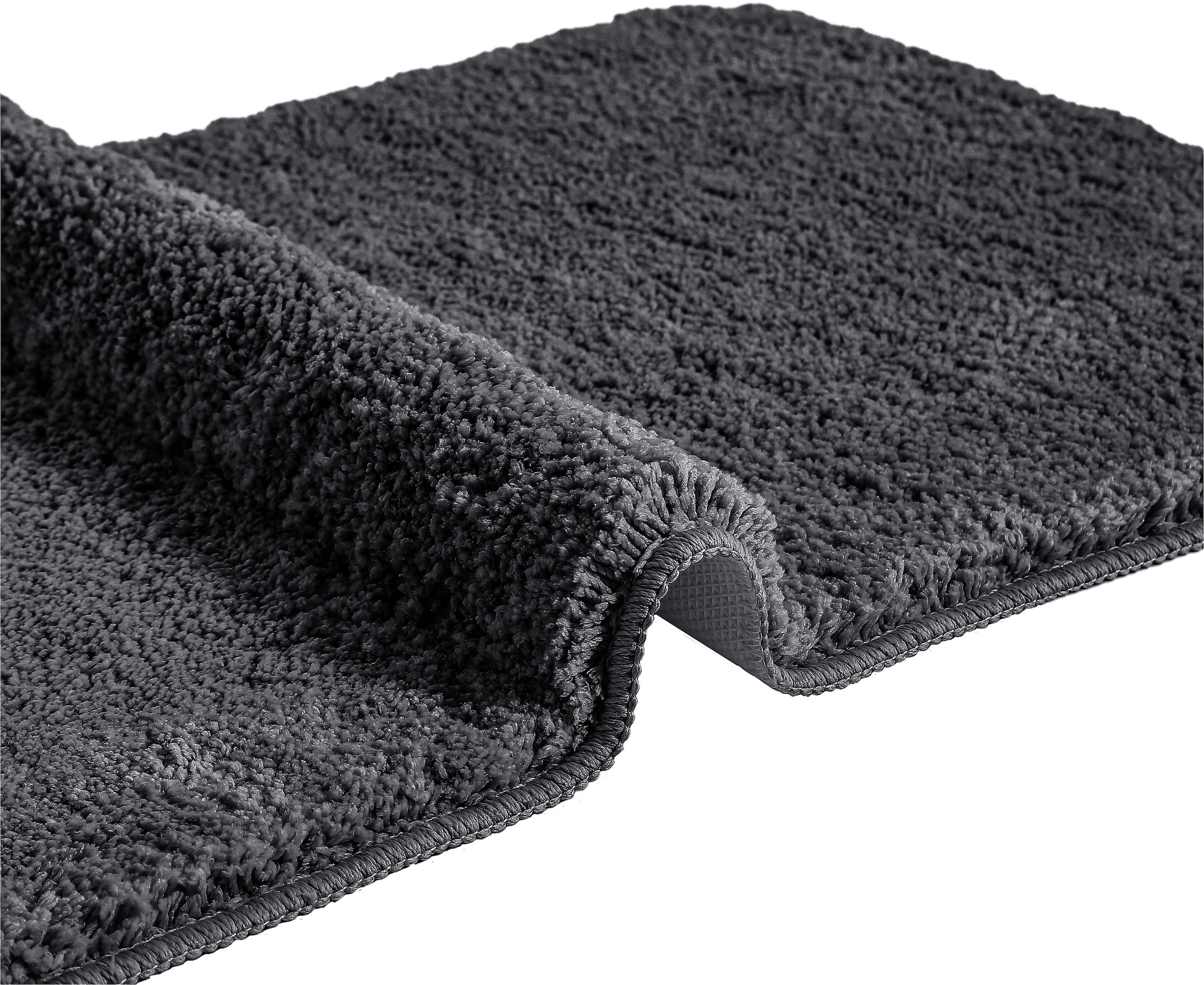 my home Badematte »Inga, Badezimmer Teppich, Badvorleger«, rutschhemmend beschichtet, schnell trocknend-strapazierfähig-fußbodenheizungsgeeignet, Badteppich, unifarben, weich, als halbrund und rechteckig erhältlich