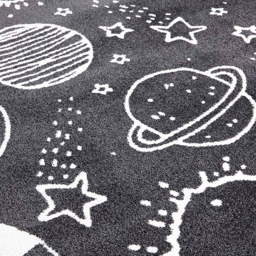 Carpet City Kinderteppich »ANIME912«, rechteckig, 11 mm Höhe, Kinderzimmer Teppich Modern mit Mond, Blumen, Wolken, Creme, Multi