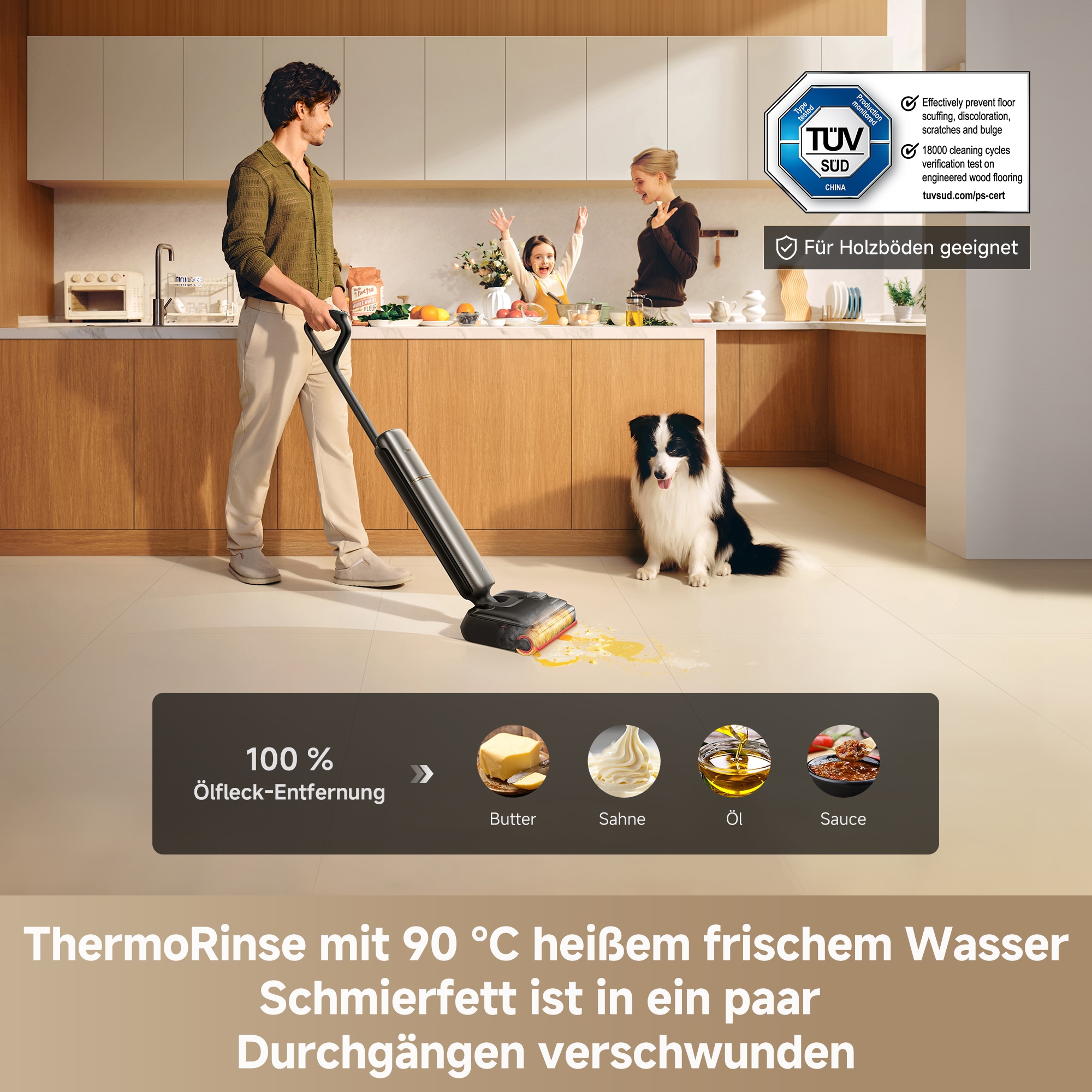 Dreame Nass-Trocken-Akkusauger »T16 Pro Heat« Heißwasser-Wischen, Ecken- und Kantenreinigung, Anti-Verhedderung