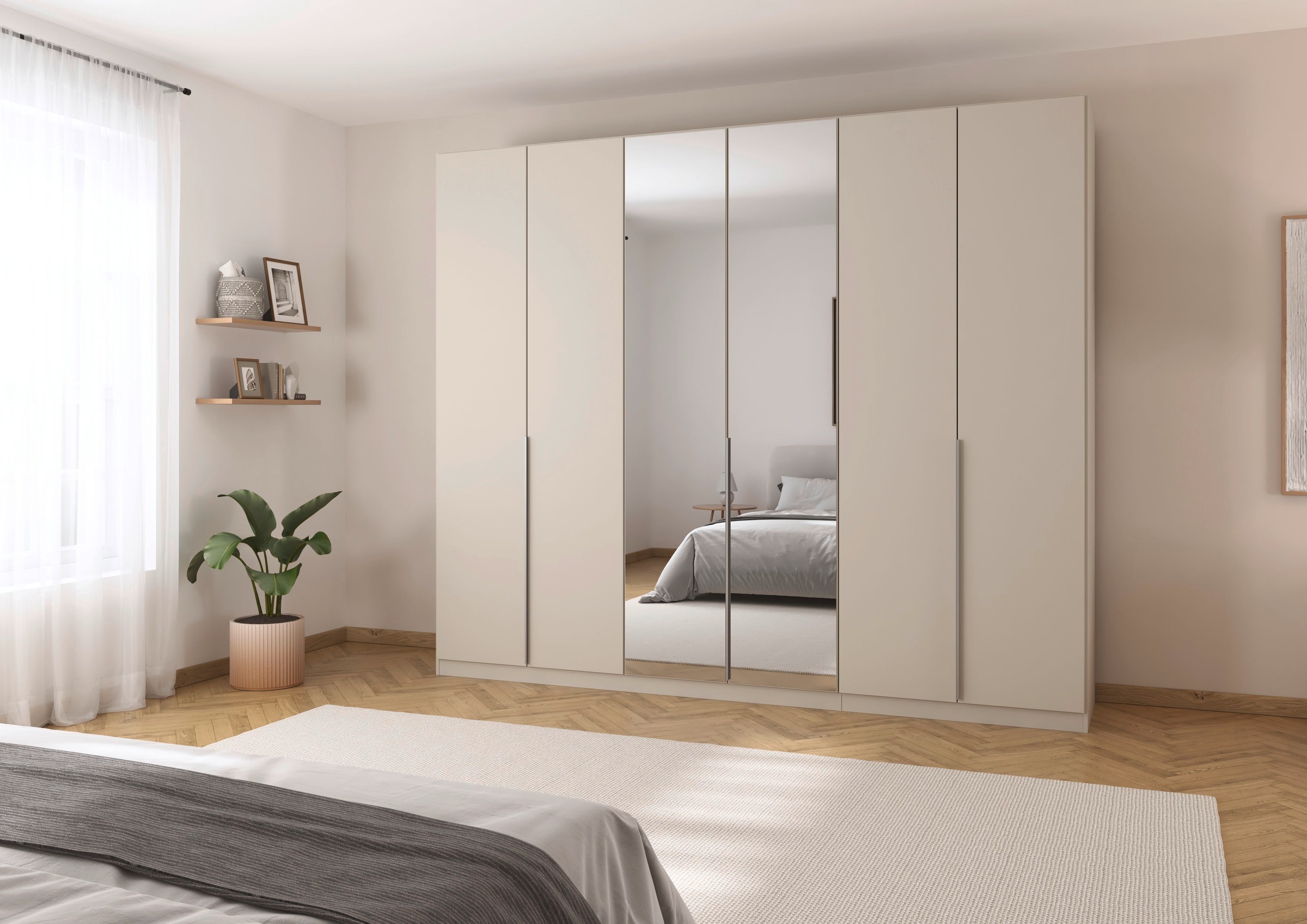rauch Drehtürenschrank »Kleiderschrank Schrank Garderobe AGORDO mit Dekor- oder Hochglanzfront«, (in zwei Griff-Farben), durchdachte Innenausstattung, in 6 Breiten und 2 Höhen MADE IN GERMANY