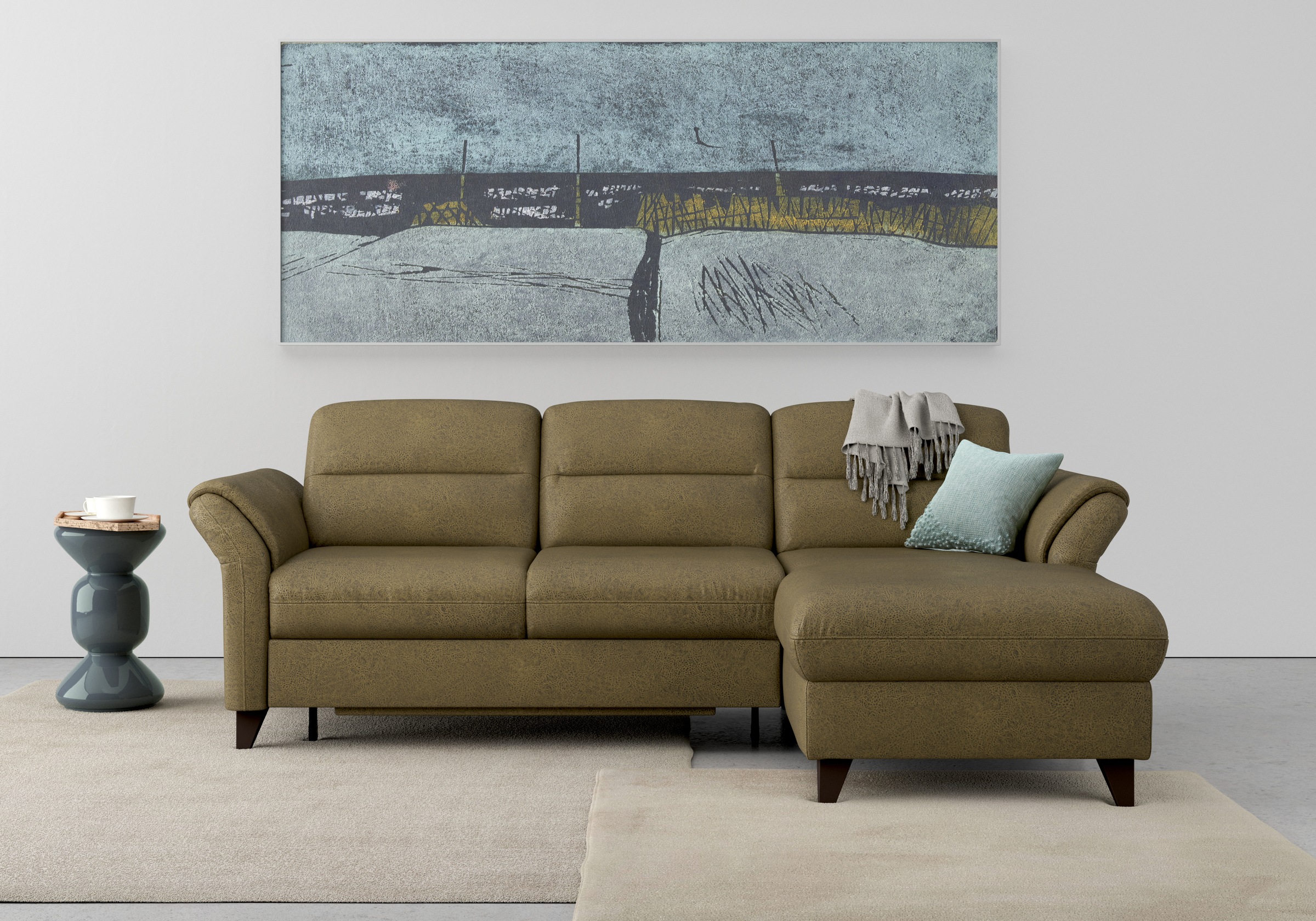 sit&more Ecksofa »Mellum L-Form«, Federkern, wahlweise mit Bettfunktion, Bettkasten und Armteilfunktion