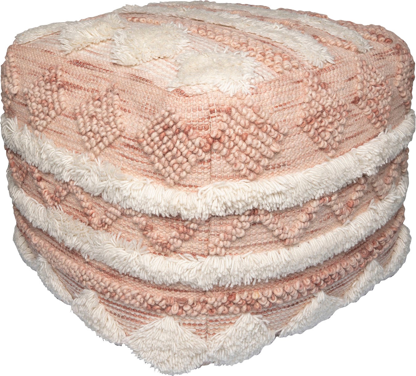 Kayoom Pouf »Bohist 225 50cm x 50cm, Strukturen mit Fransen und Quasten«, ( günstig online kaufen