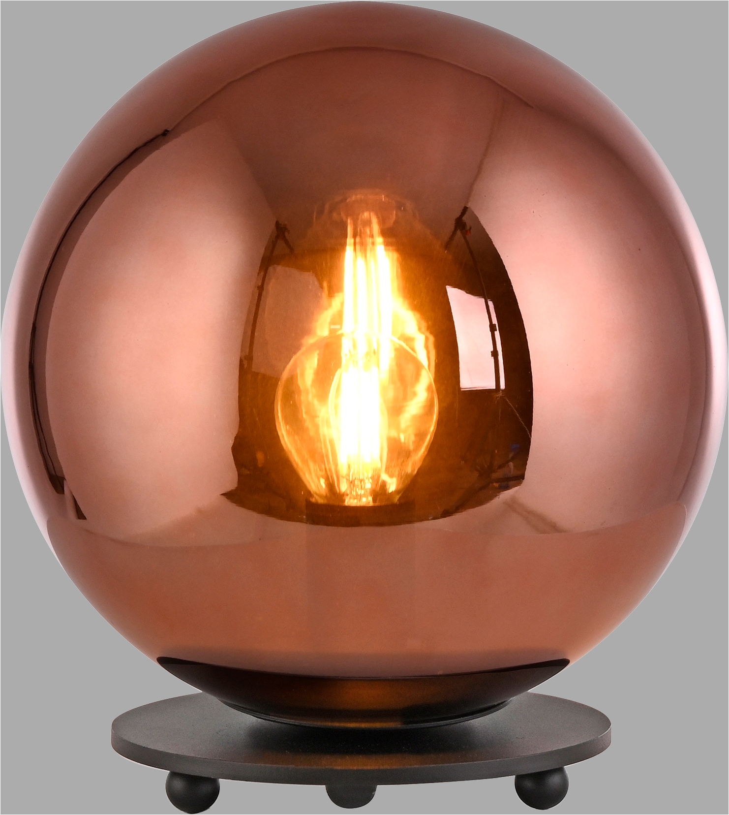 JUST LIGHT Tischleuchte »SHINY« E14 1 Stk. Exklusive Leuchtmittel, Schnurschalter, Rauchglas verspiegelt