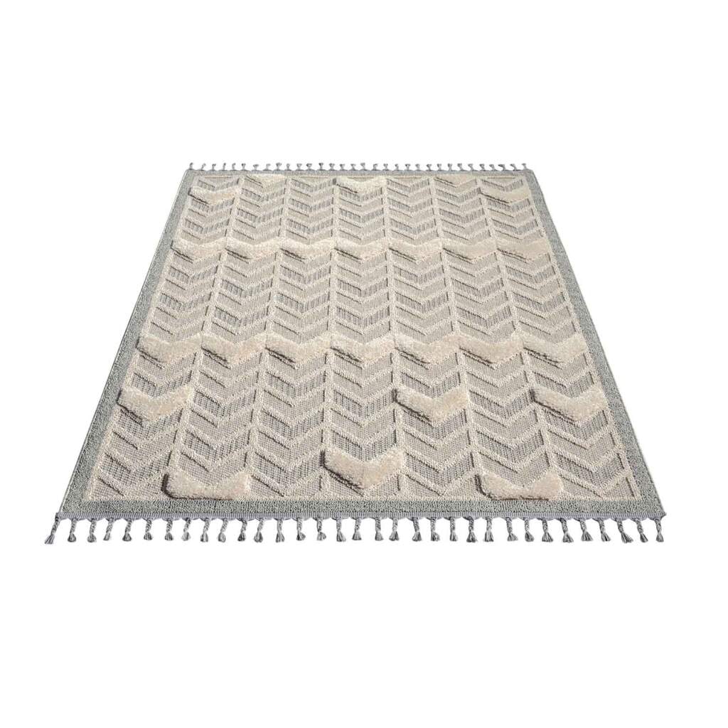 Carpet City Hochflor-Teppich »VALENCIA 920«, rechteckig, 20 mm Höhe, Läufer, Boho-Stil, Hochtief-Muster/ 3D-Effekt, mit Fransen