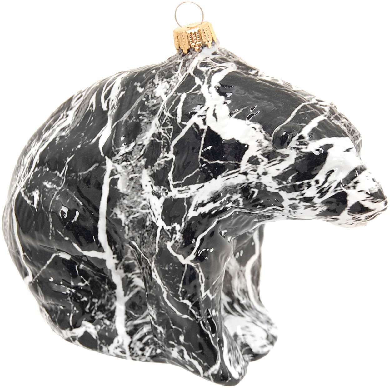 Krebs Glas Lauscha Christbaumschmuck »Glasornament "Eisbär in Marmoroptik", Höhe ca. 10 cm«, (1 tlg.), Weihnachtsdeko, Weihnachtsbaumkugel, Christbaumkugeln aus Glas