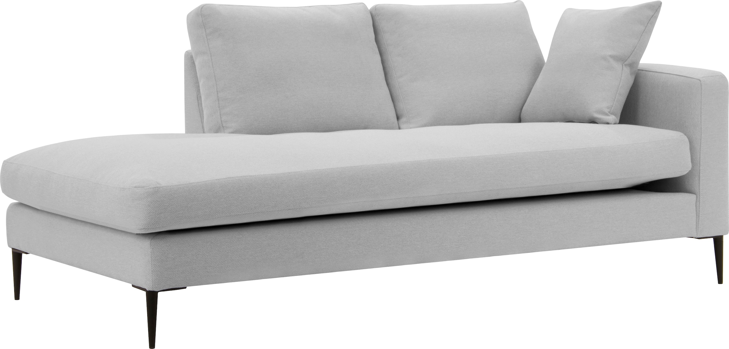 Leonique Recamiere »Cozy Chaiselongue, Maße B/T/H: 195/97/80 cm«, mit losen Kissen und Metallbeinen, Armlehne links oder rechts wählbar