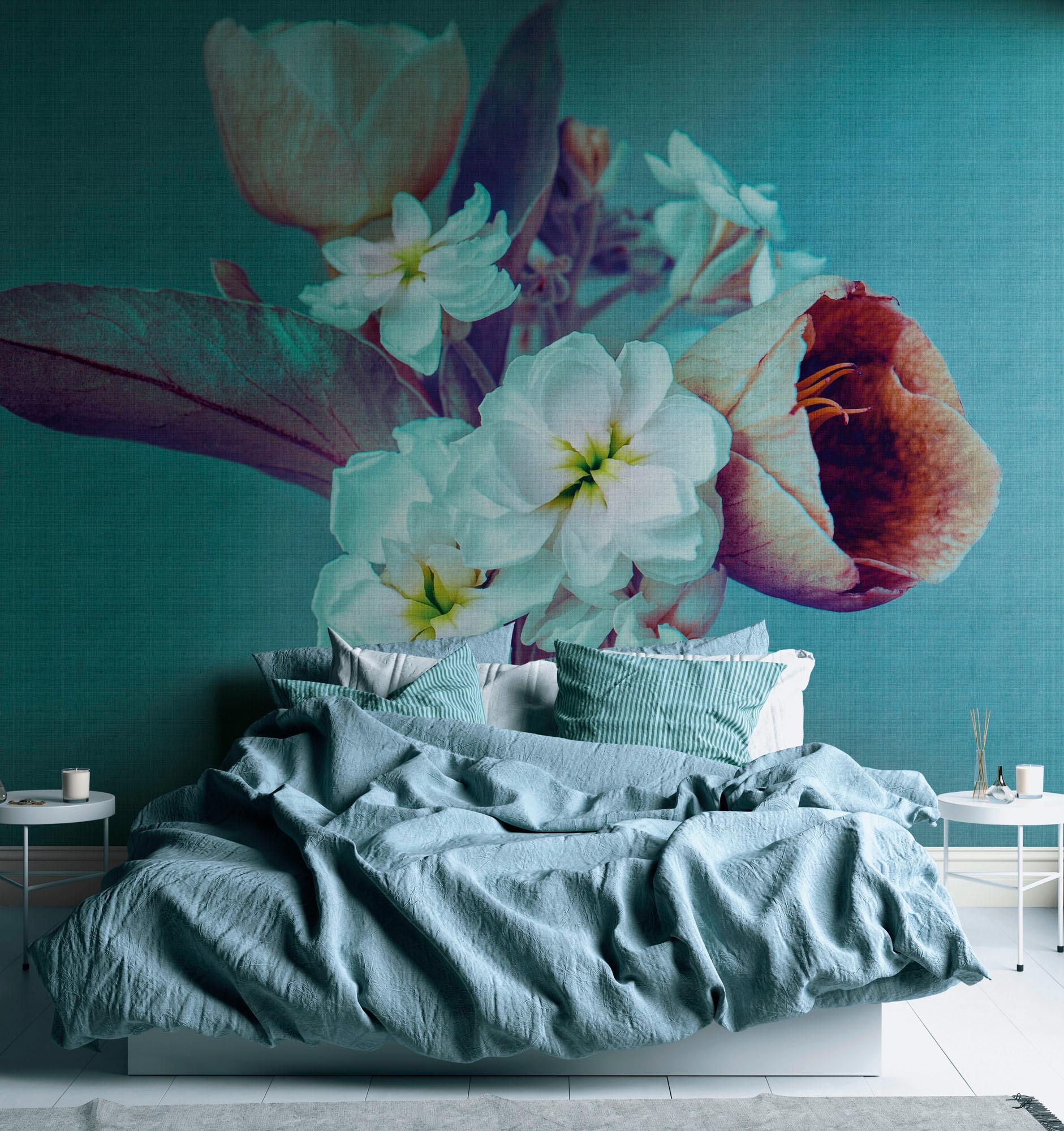 living walls Fototapete »The Wall«, geblümt-floral-natürlich, Fototapete Floral Tapete Blume Tapeten Wohnzimmer Flur Design Optik