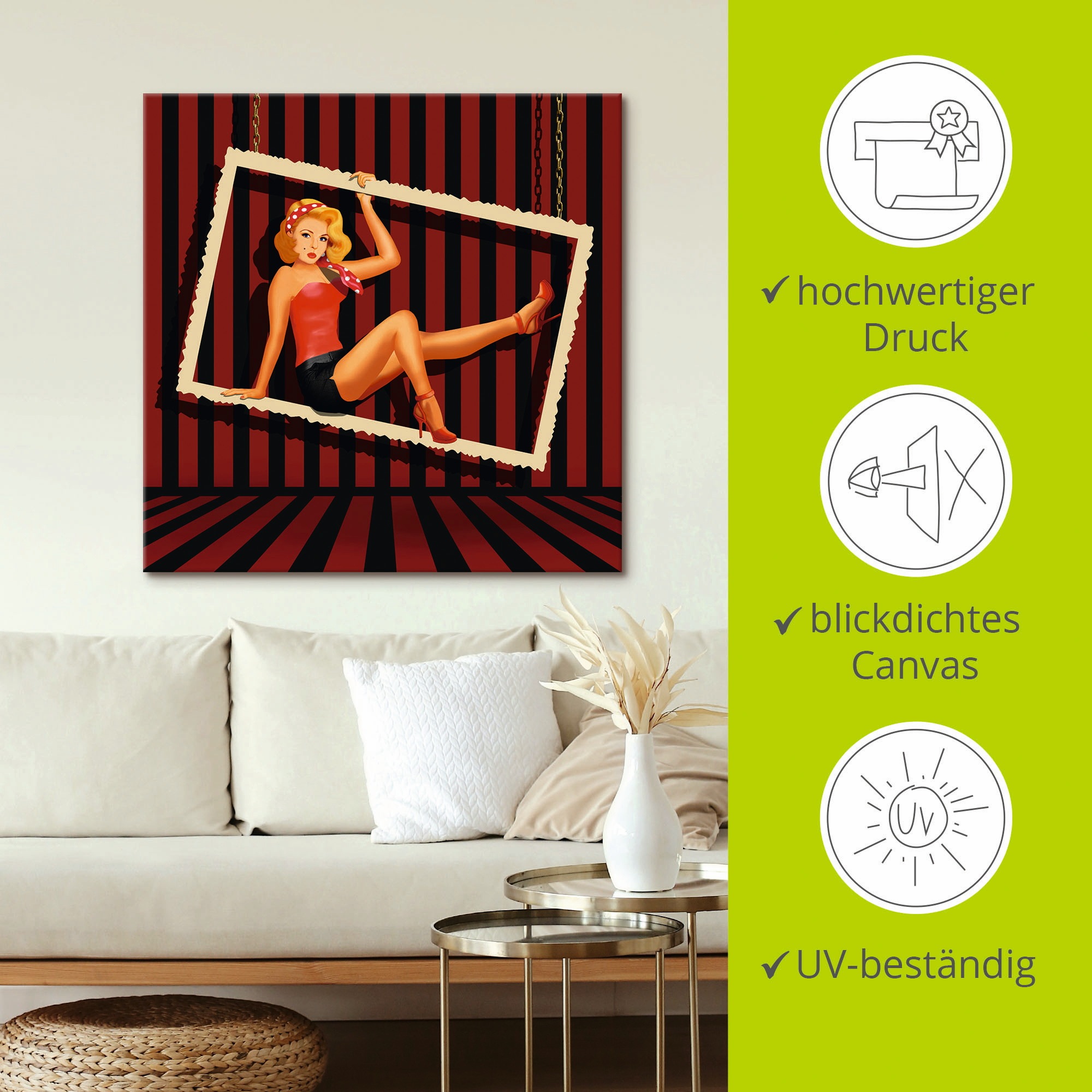 Artland Wandbild »Schönheit aus den 50er Jahren«, Frau, (1 St.), als Leinwandbild, Wandaufkleber in verschied. Größen