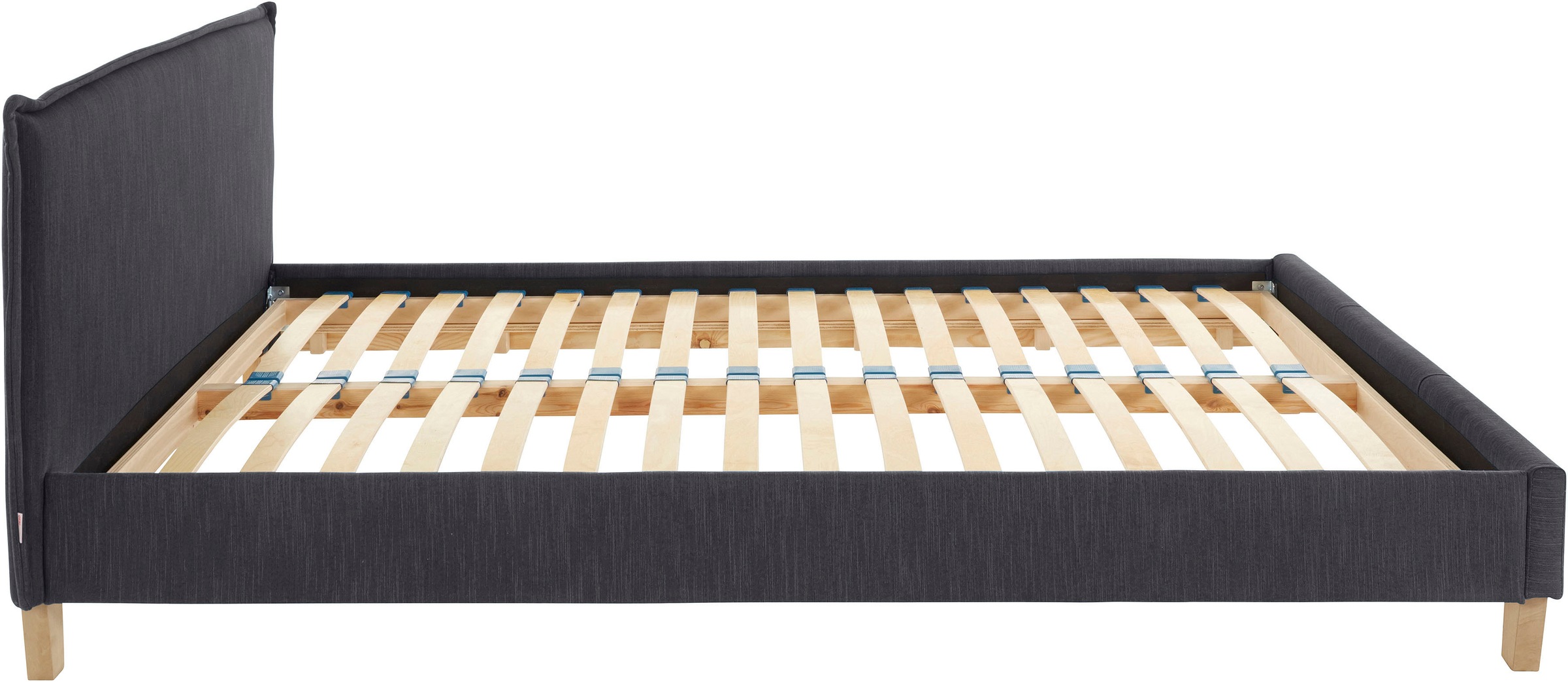 OTTO products Polsterbett »Heddi«, in 5 Breiten: von 90cm-200cm, Biese am Kopfteil, Strukturstoff