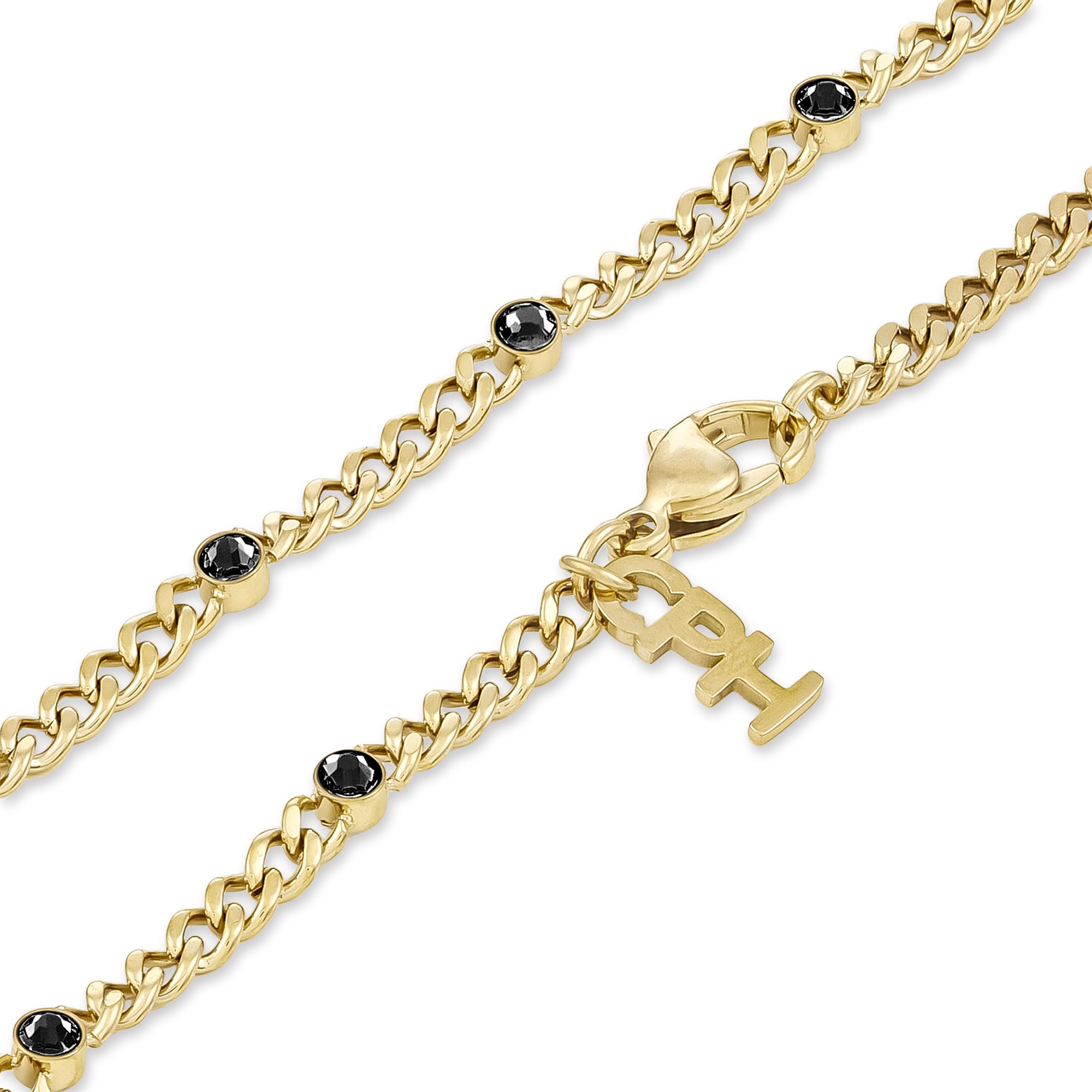 Copenhagen Studios Edelstahlkette »Schmuck Geschenk Halskette Glittery Cuban« mit Strassstein