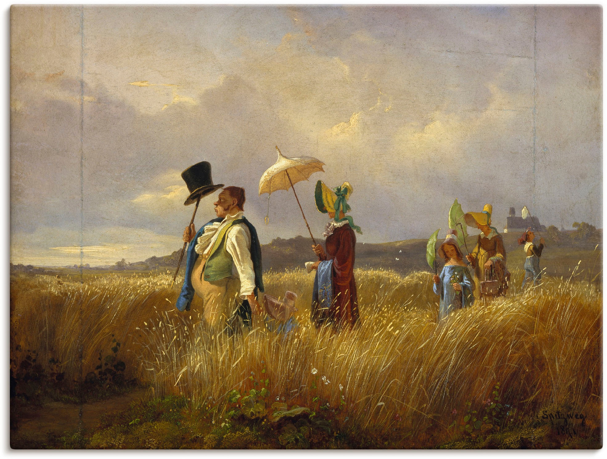 Leinwandbild, online Poster Sonntagsspaziergang. bestellen Familien, »Der Wandaufkleber Artland versch. Wandbild Größen oder St.), (1 & in Gruppen 1841«, als