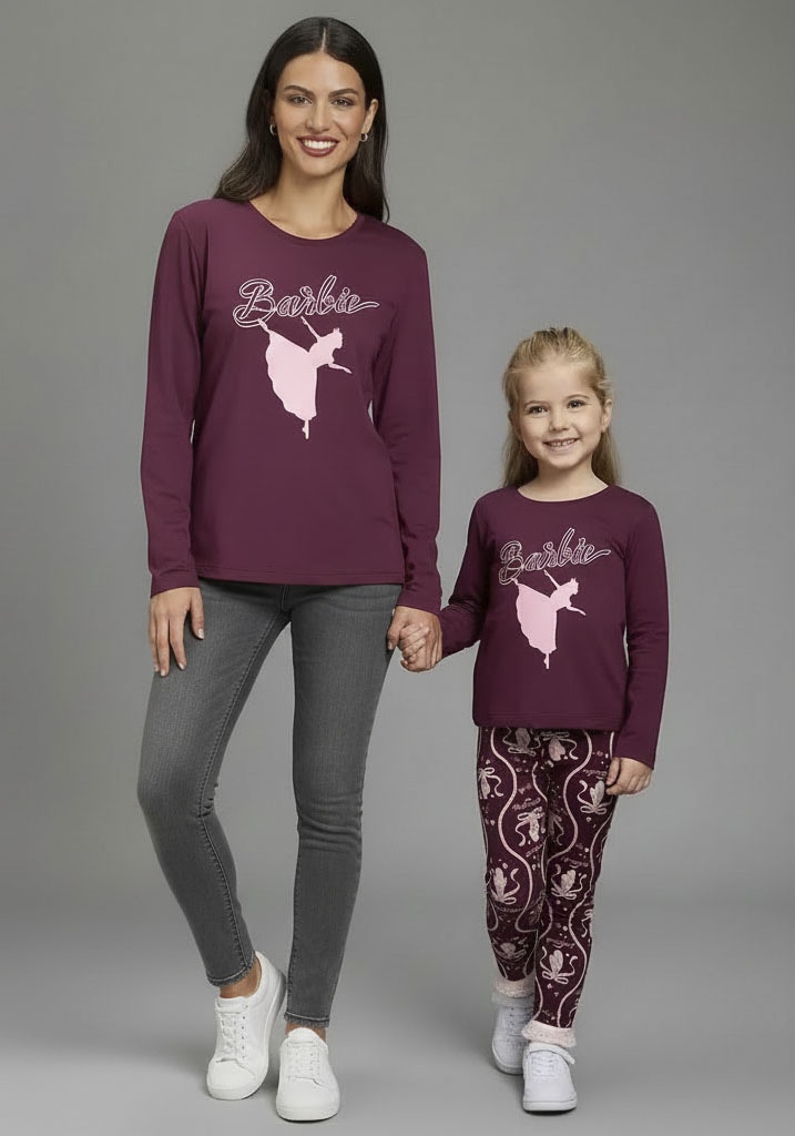 Laura Scott Langarmshirt »BARBIE Glitzerdruck Shirt, Mama&Me Style, Mattel« BARBIE Nussknacker Style, Mini-Me