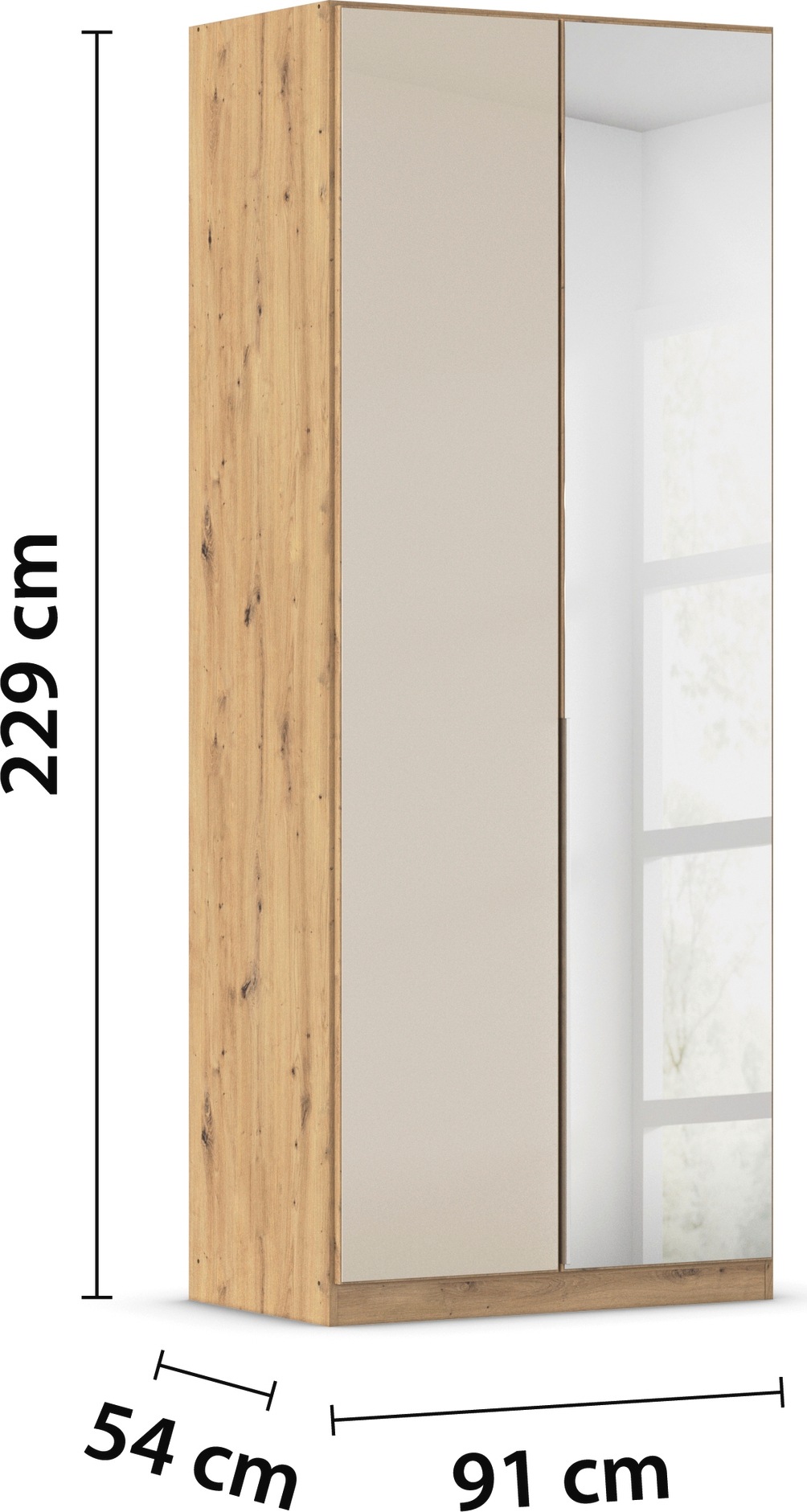 rauch Drehtürenschrank »Kleiderschrank Kleiderschränke Schrank Garderobe AGORDO mit Glasfront«, (in zwei Griff-Farben), durchdachte Innenausstattung, in 6 Breiten und 2 Höhen MADE IN GERMANY