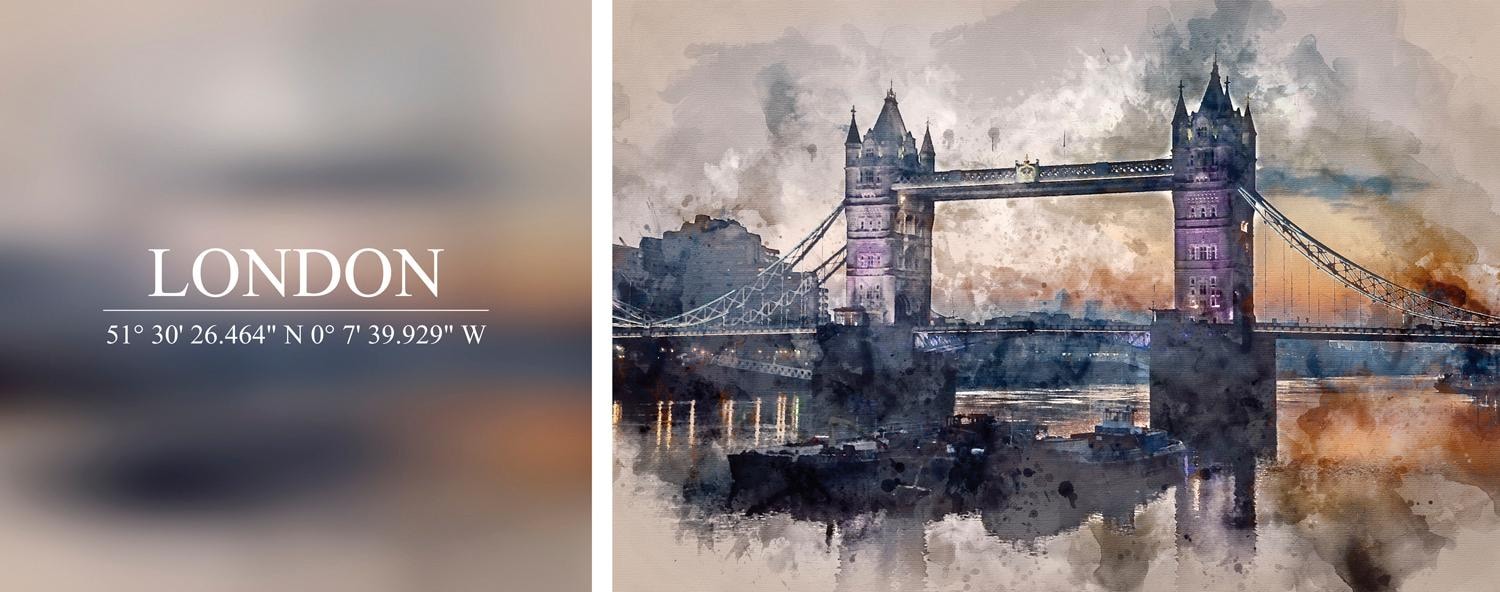 queence Leinwandbild »London«, Elemente der Architektur-London-Kunst-Sprüch günstig online kaufen