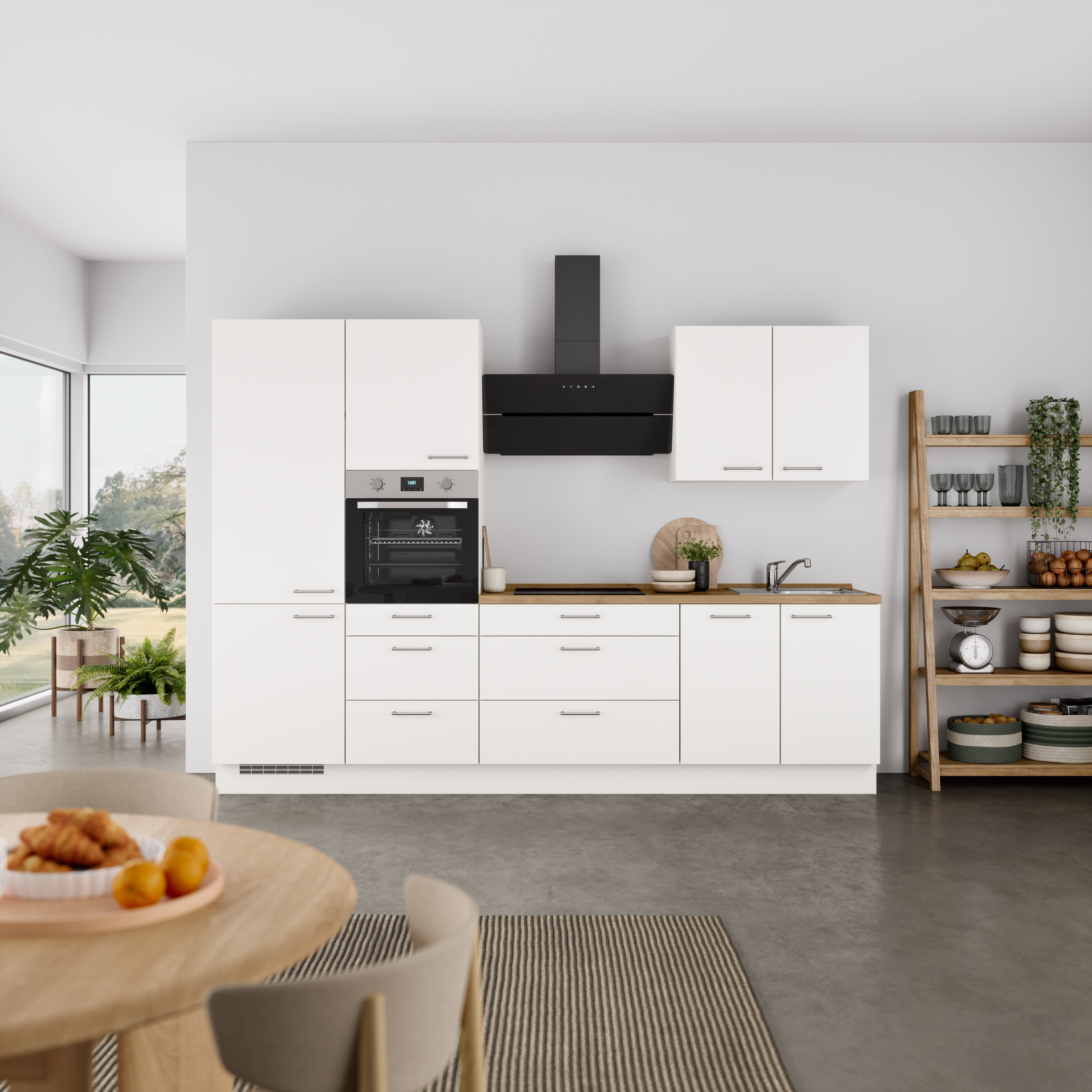 nobilia® Küchenzeile »"Laser II", Ausrichtung wählbar, Breite 300 cm« vormontiert, wahlw. mit unterschiedlichen E-Geräten-Sets