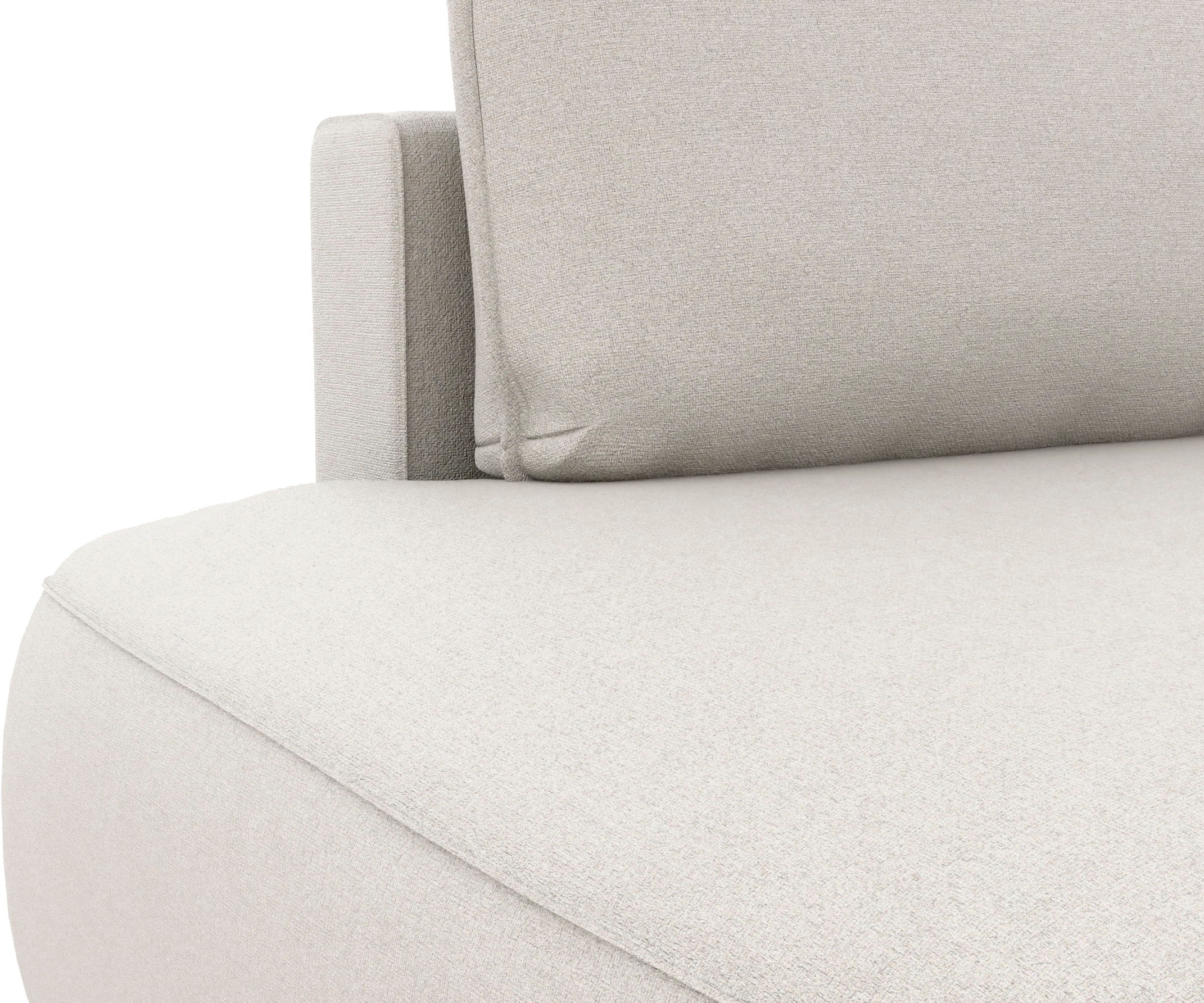 TRENDMANUFAKTUR Ecksofa »Fordon II, Schlafsofa mit Bettkasten, Couch in L-Form, Breite 250 cm«, in Struktur LUMOS, 3D-Effekt, sandgrau, Armlehne rechts