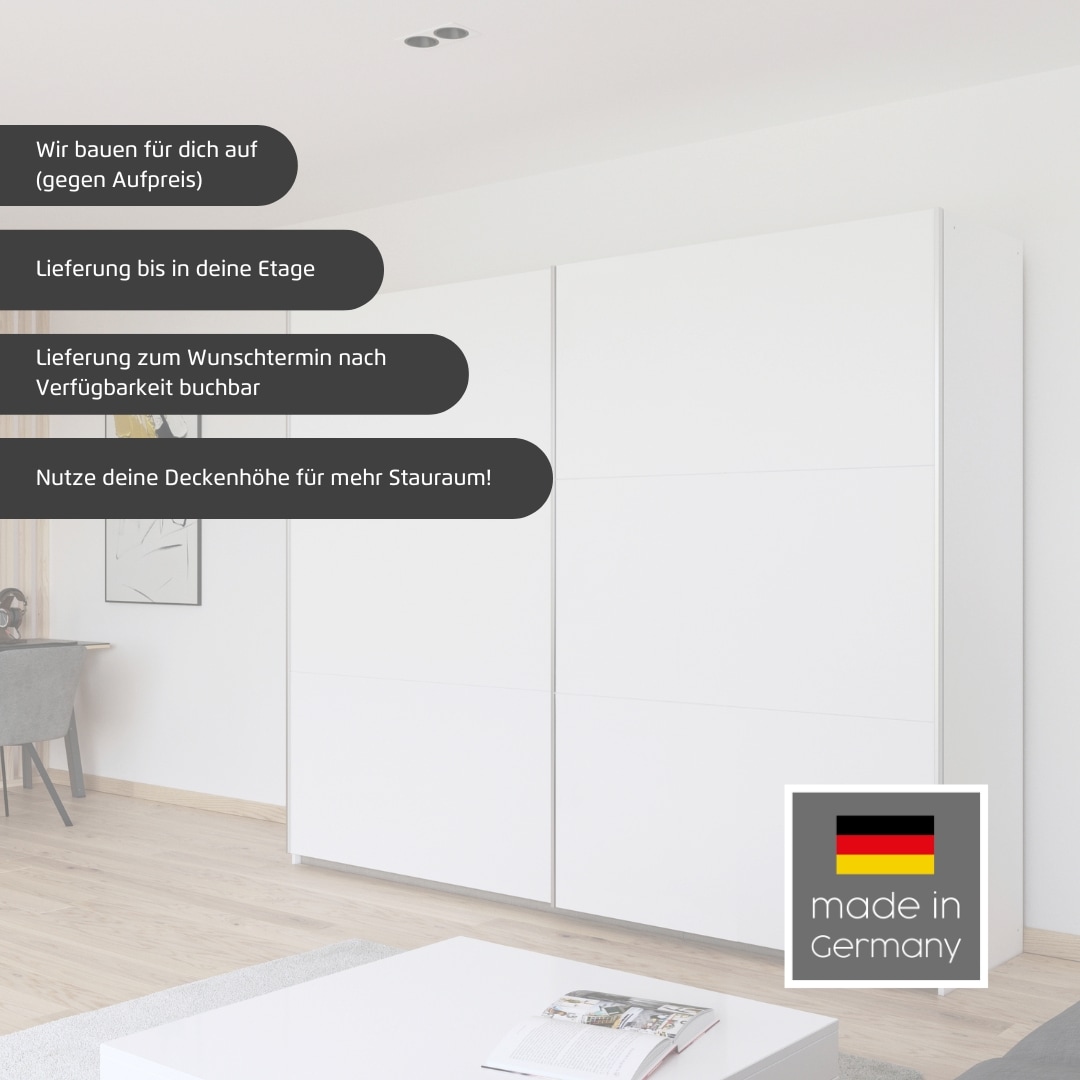 rauch Schwebetürenschrank »Kleiderschrank Drehtürenschrank Schrank Garderobe KRONACH TOPSELLER« in 3 Ausstattungen BASIC/CLASSIC/PREMIUM, Breiten 131/175/218/261 cm,  optional ohne, mit 1 oder 2 Spiegel, viel Stauraum MADE IN GERMANY