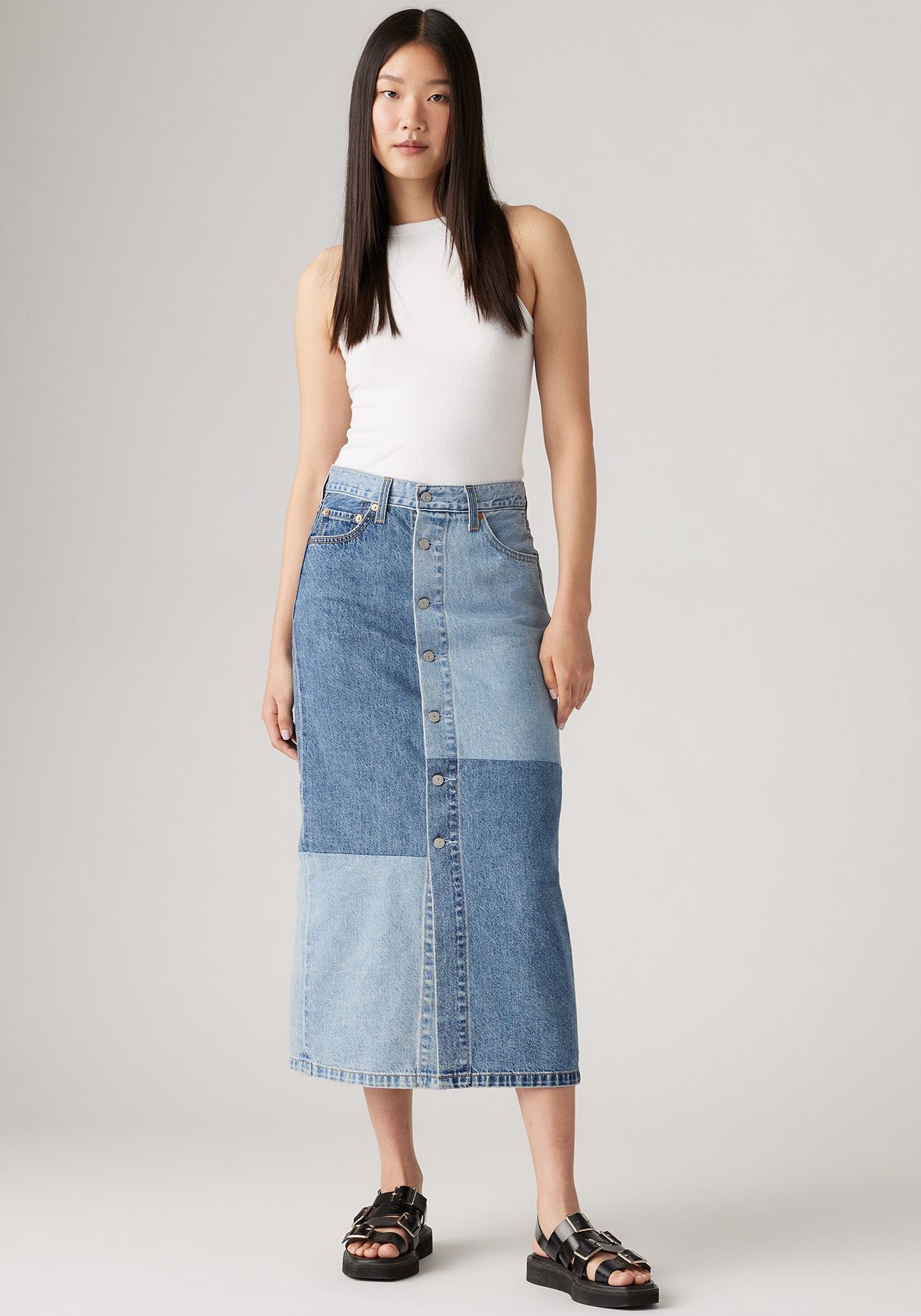 Levi's® Midirock »BUTTON MIDI SKIRT PAT«, mit Knopfleiste