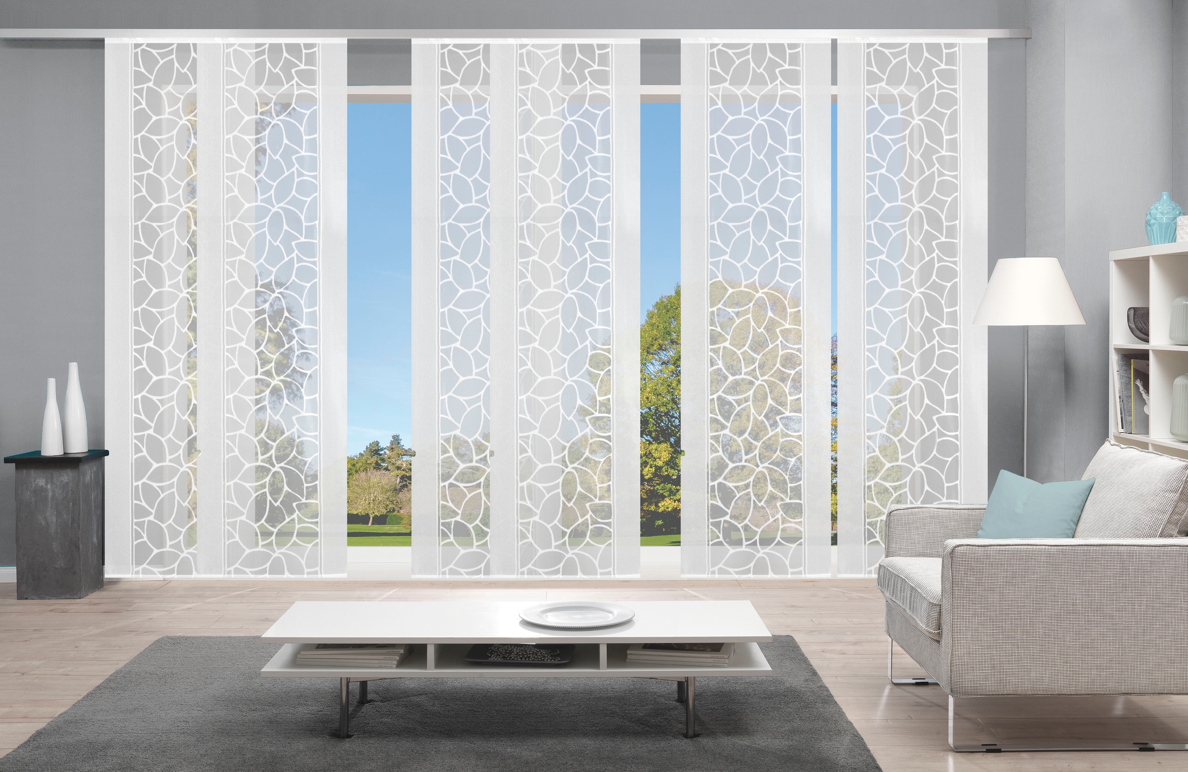 HOME WOHNIDEEN Schiebegardine »JENNA«, (6 St.), Schiebevorhang Jacquard Set günstig online kaufen