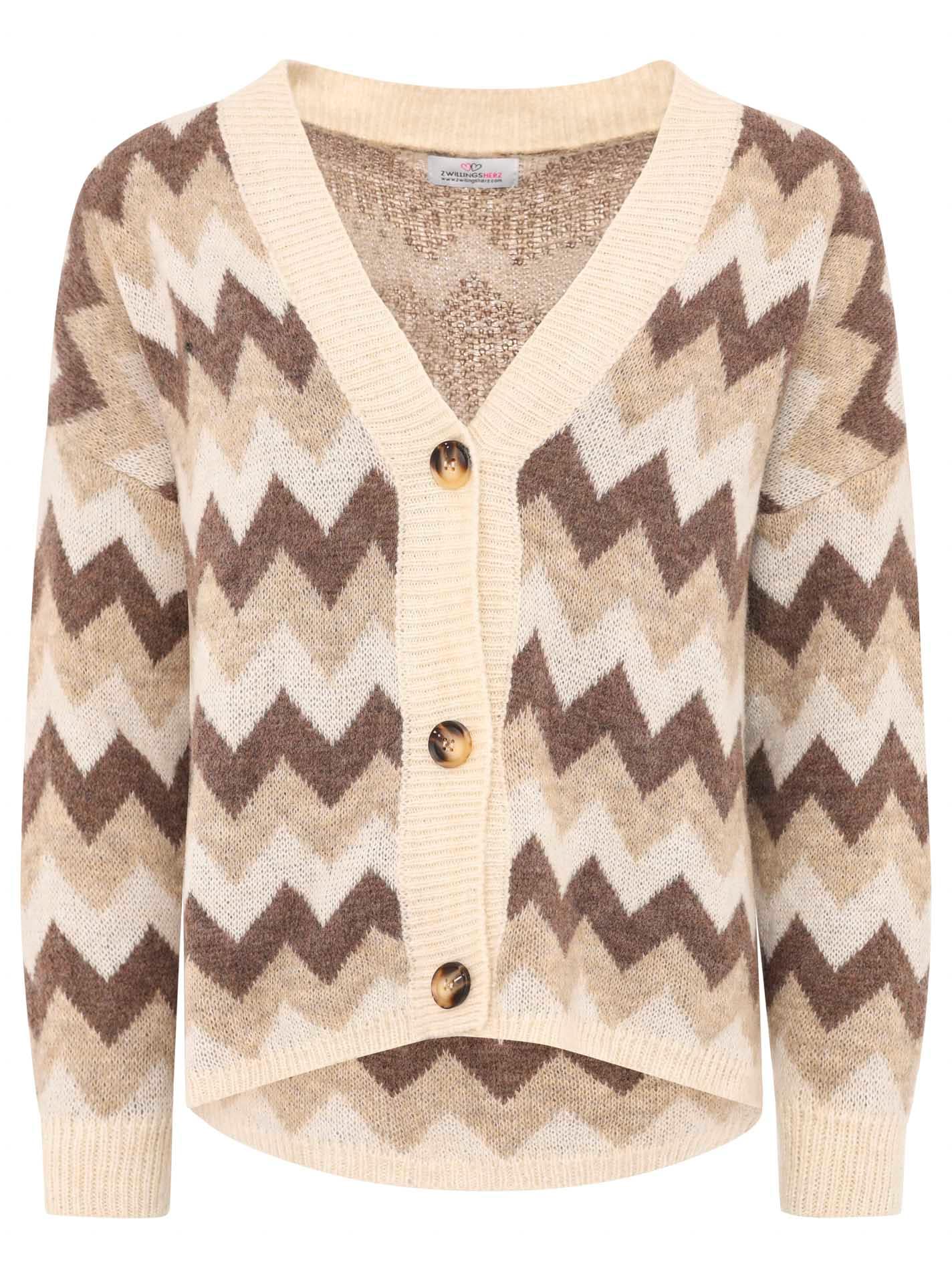 Zwillingsherz Cardigan »"Buntes ZickZack"«, mit figurumspielendem Schnitt