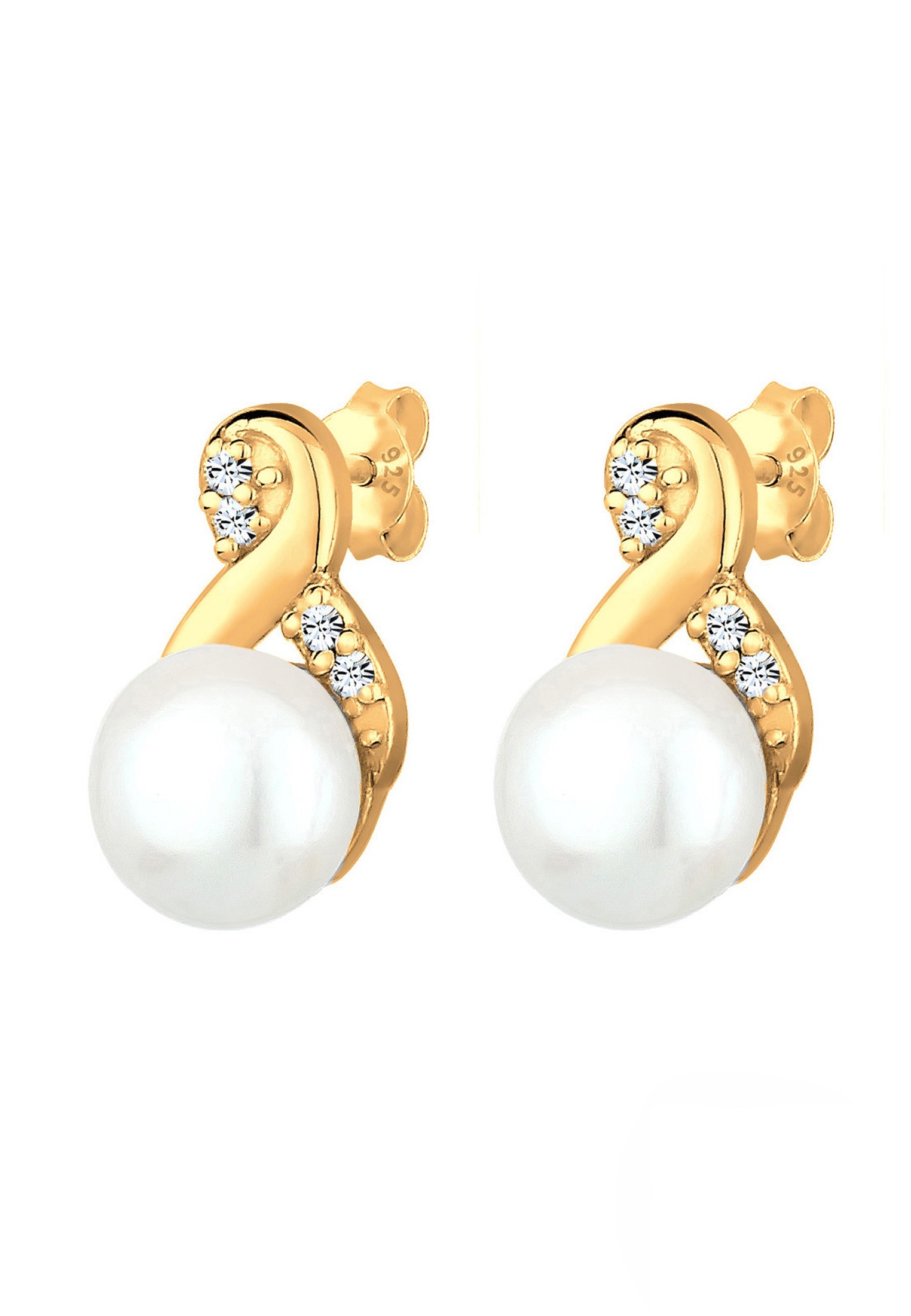 Elli Paar Ohrstecker »Infinity Glas Kristalle Weiß 925 Sterling Silber«