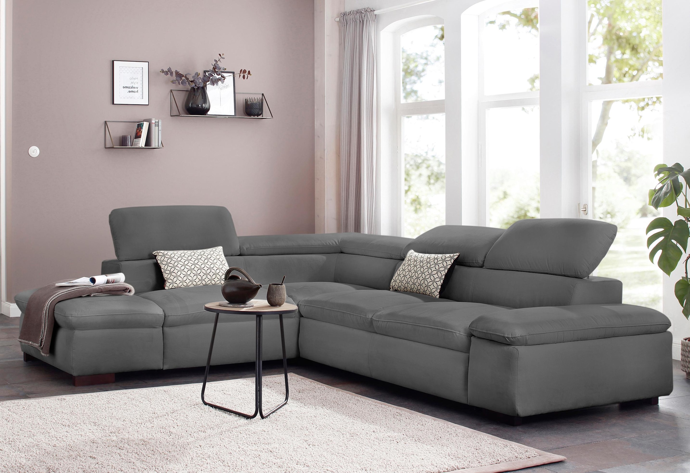 Home affaire Ecksofa »Alberto L-Form«, mit Kopfteilverstellung, wahlweise mit Bettfunktion