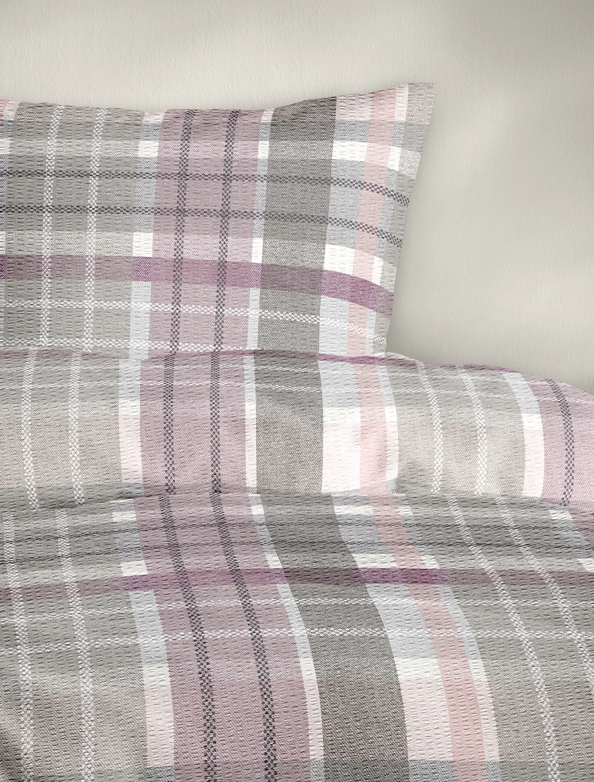 BIERBAUM Bettwäsche »Bettwäsche 4149« 2 Seersucker, 100  % Baumwolle, pflegeleicht, bügelfrei, kühlend