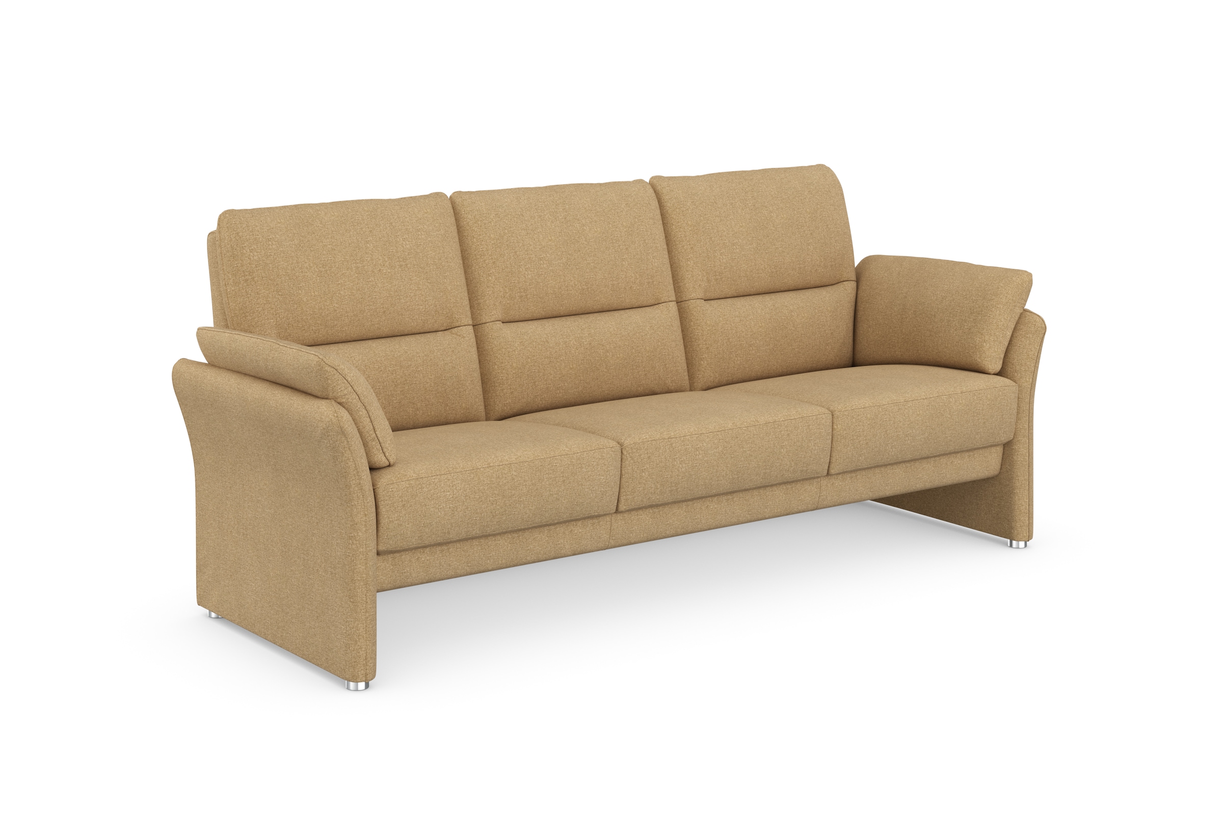 DOMO collection 3-Sitzer »Pina, schmale Armlehnen, mit Federkern, kompakt & elegant« Hoher Sitzkomfort, Feinstruktur, beige, Breite 219 cm