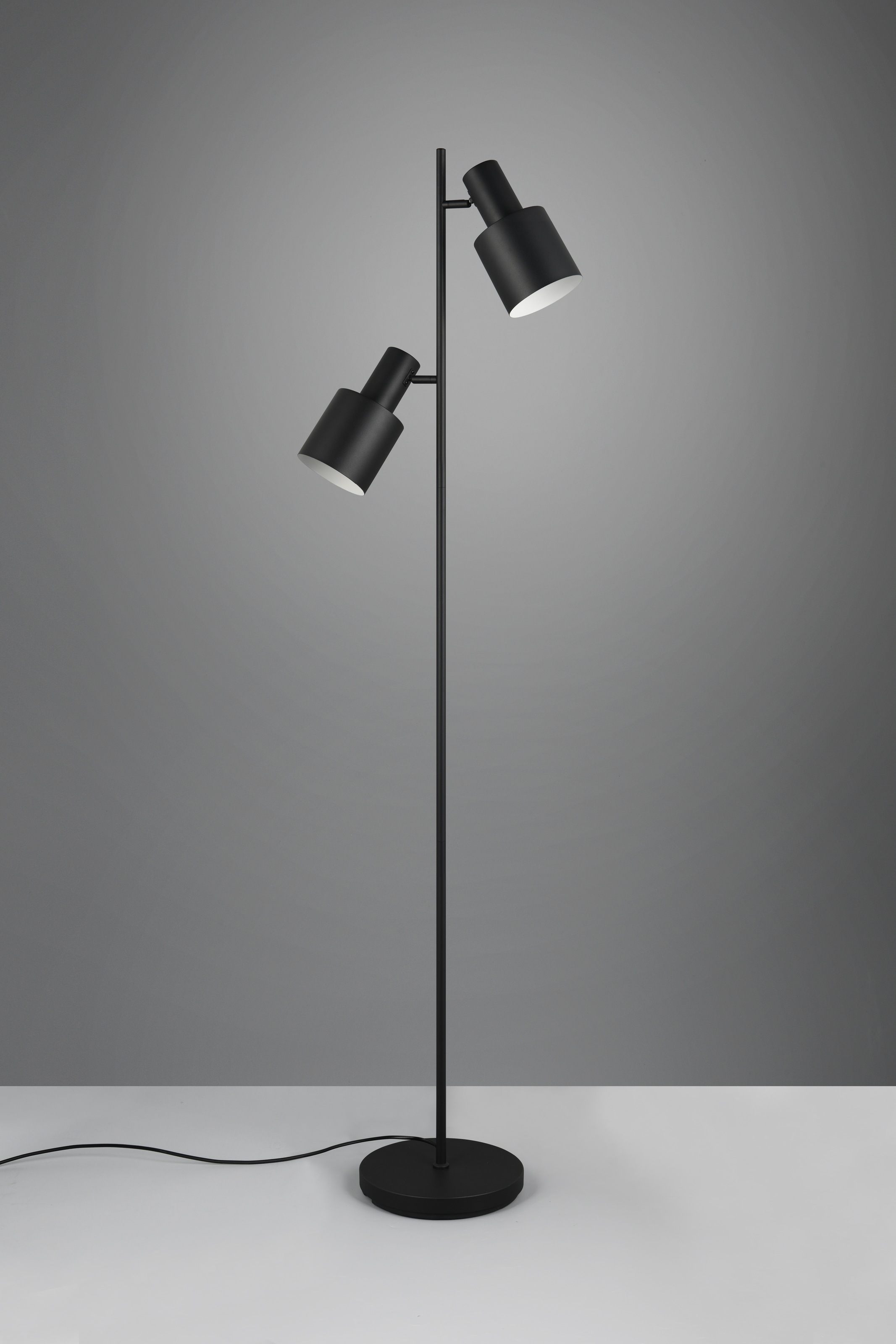 TRIO Leuchten Stehlampe »AGUDO, Stehleuchte 2-flammig, exkl 2xE27 max 10W, mit Fußschalter«, 2 flammig, Leuchtmittel E27 | Leuchtmittel wechselbar, 161cm hoch, Metall Lampenschirme, Stehlampe Wohnzimmer Esszimmer