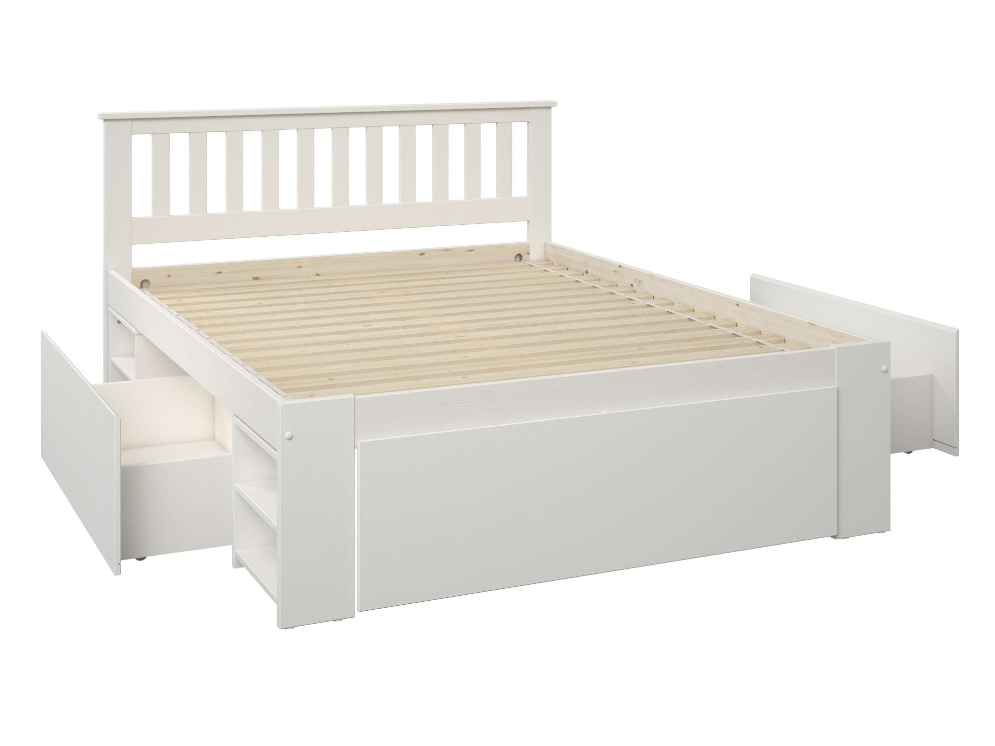 OTTO home Massivholzbett »Kallvin, maximaler Stauraum, 3 Bettkästen, Nachtschränke ausziehbar« inklusive Lattenrost, ideal fürs Jugendzimmer und kleine Räume, FSC®