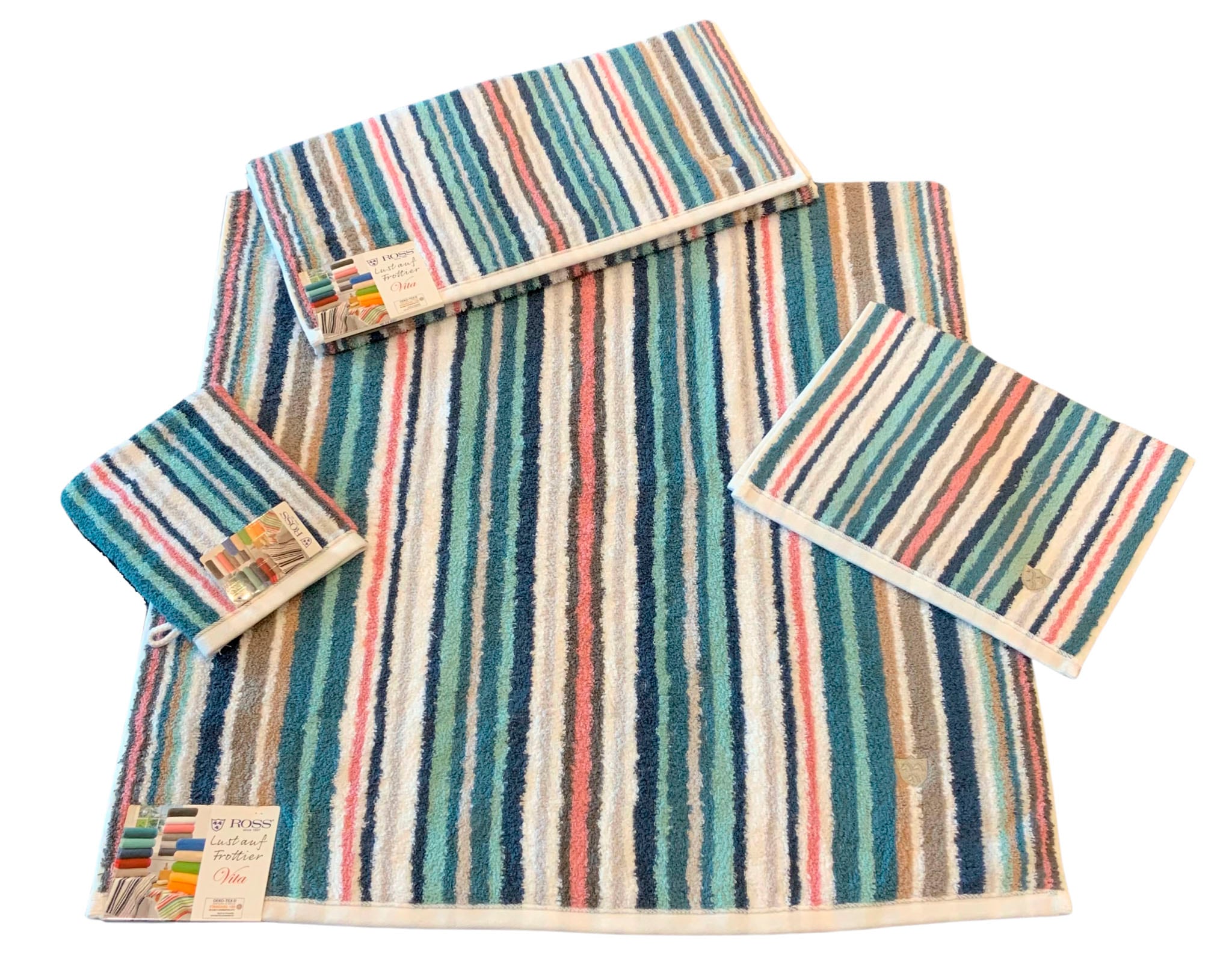 ROSS Gästehandtücher »Multicolor«, (6 St.), mit Streifen und gesticktem ROS günstig online kaufen