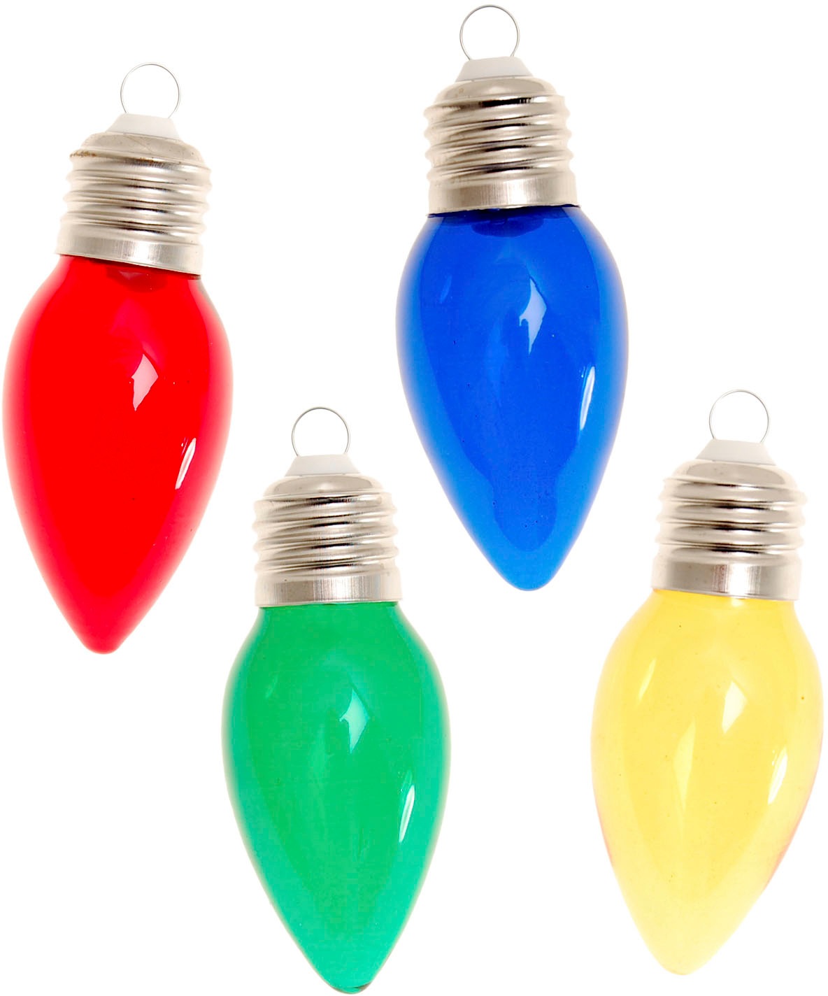 Krebs Glas Lauscha Christbaumschmuck »Glühbirne rot/goldfarben/grün/blau, Höhe ca. 9 cm«, (Set, 4 tlg.), Weihnachtsdeko, Christbaumkugeln aus Glas, Weihnachtsbaumkugel