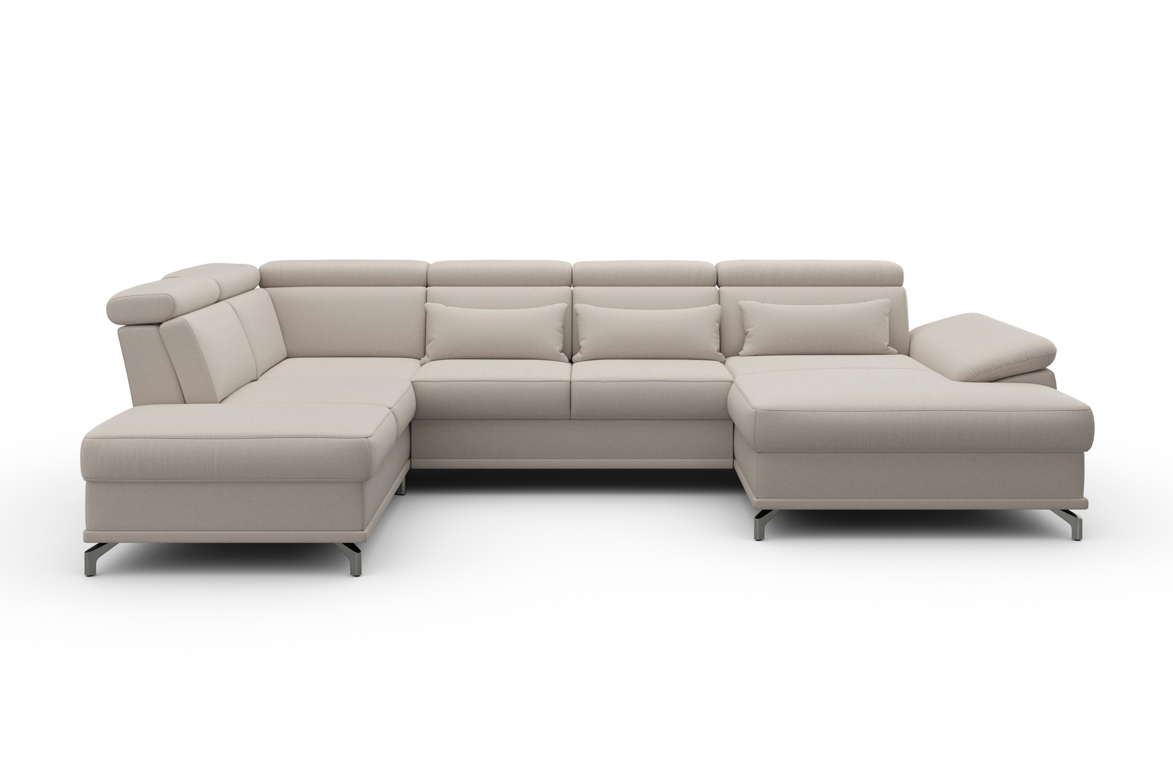 sit&more Wohnlandschaft »Cabrio U-Form, mit Sitztiefenverstellung, Arm- und Kopfteilverstellung«, 3 Nierenkissen, Federkern, optional Bettfunktion und Stauraum