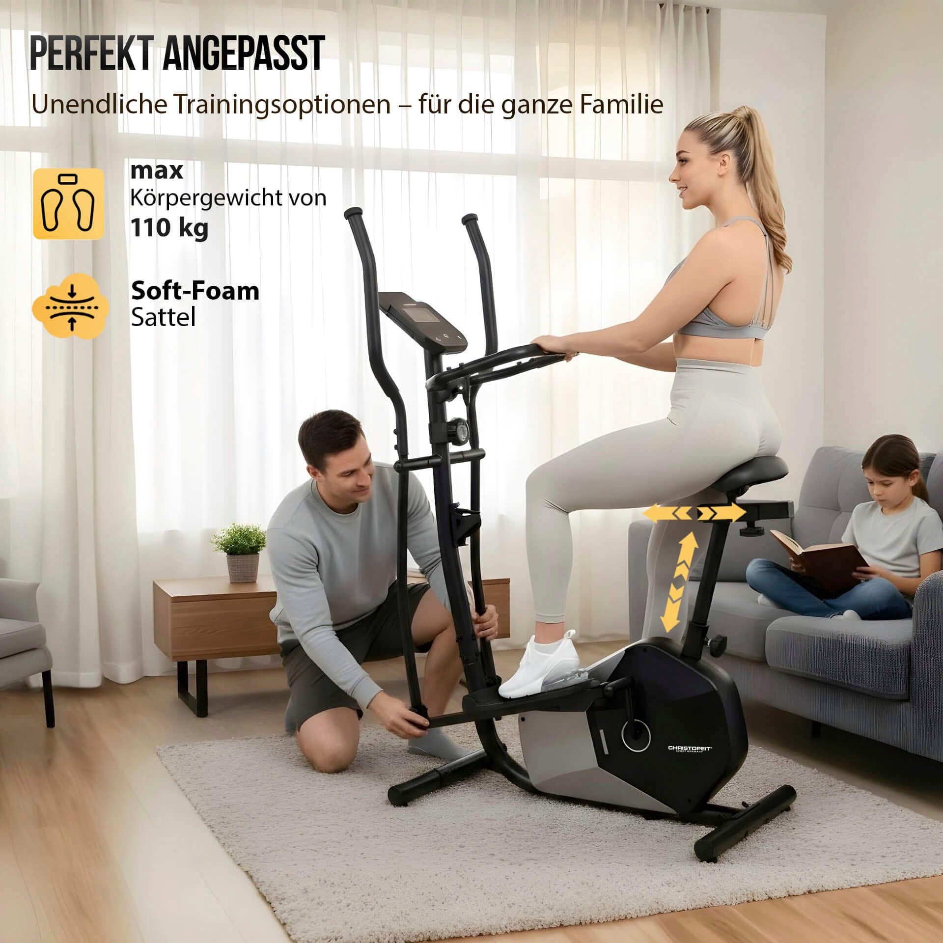 Christopeit Sport® Crosstrainer »Crosstrainer CT 6« 120 kg max. Benutzergewicht, 15 Widerstandsstufen