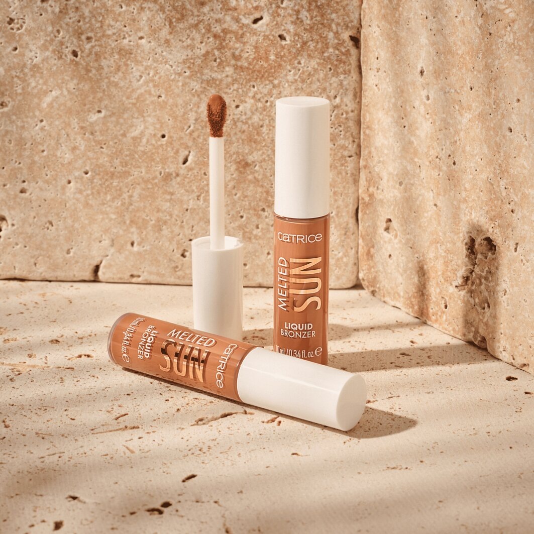 Catrice Bronzer-Puder »Melted Sun Liquid Bronzer«, (Set, 3 tlg.), Cremige Textur, matt, aufbaubare Deckkraft, leicht verblendbar.