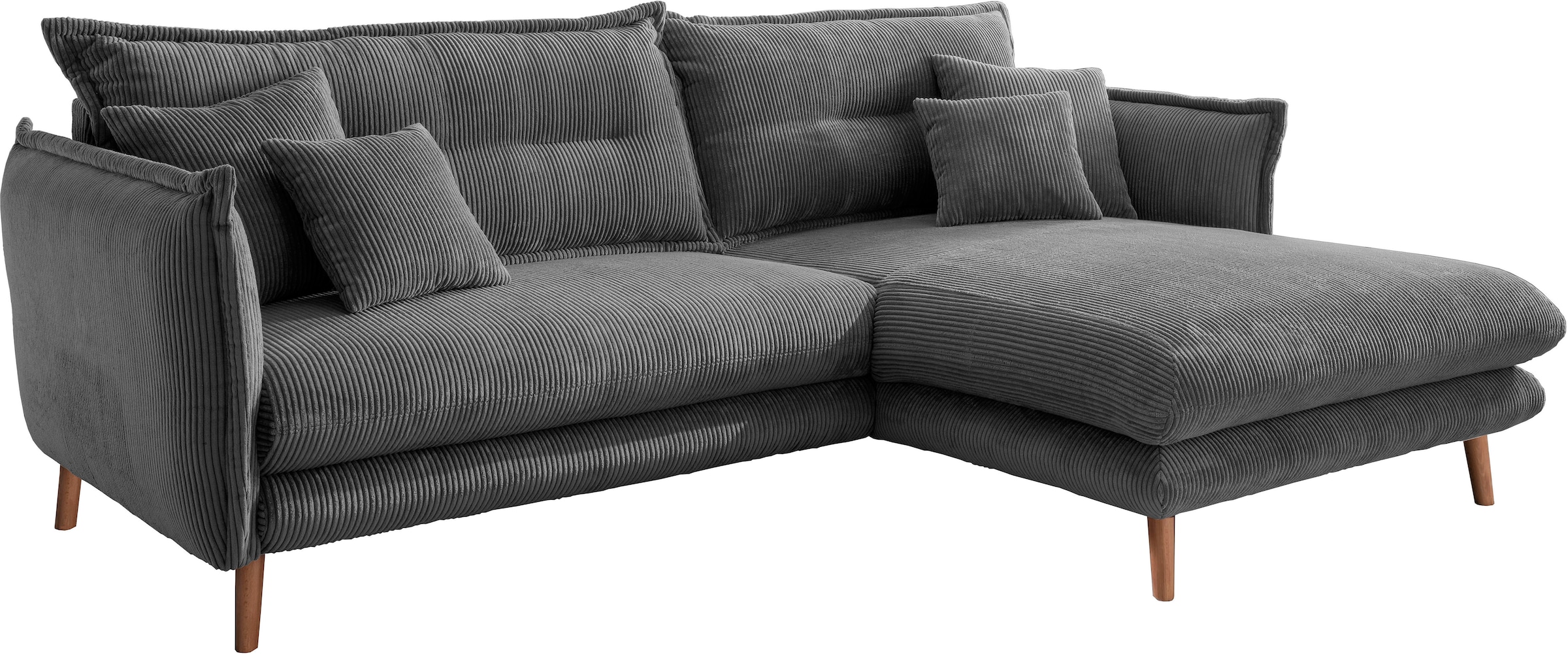 INOSIGN Ecksofa »Lazio modern und bequem, schmale Armlehnen, tolle Detailverarbeitung«, zwei verschiedene Fußfarben wählbar