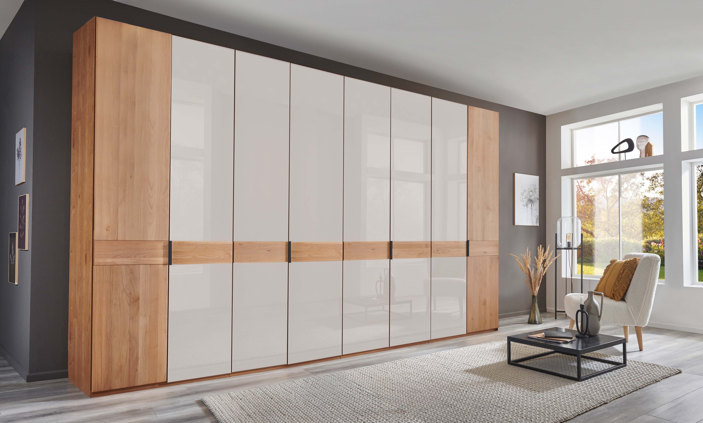 WIEMANN Kleiderschrank "Cardiff, Massivholztüren in Kombination mit Glas- o günstig online kaufen
