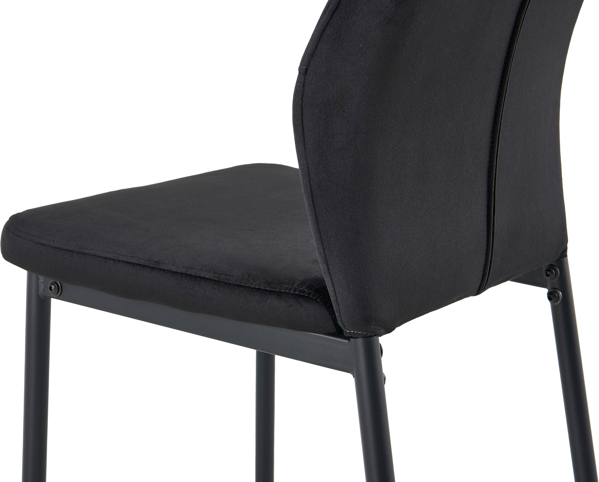 OTTO home Essgruppe »Freya« Set, 4 tlg. runder Esstisch 90 cm in Sinterstein, Black Copper mit 3 Samtstühlen