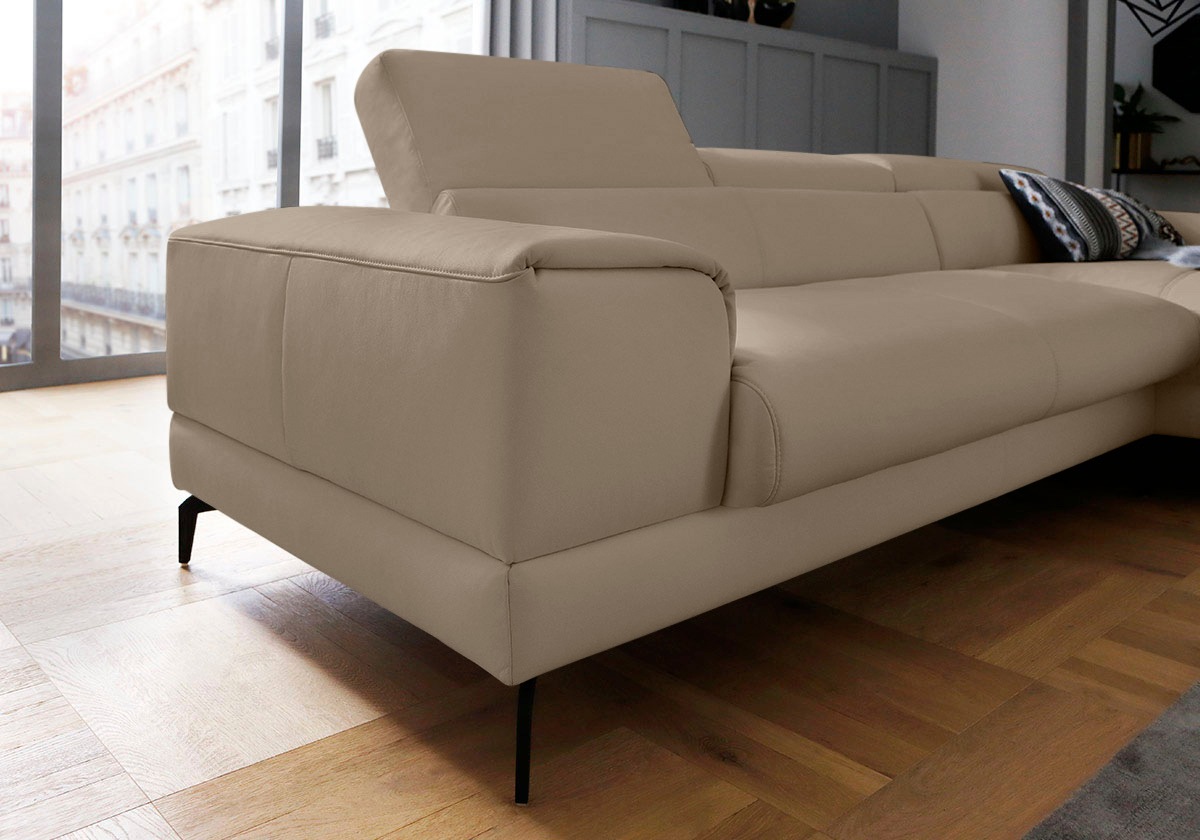 W.SCHILLIG Ecksofa »piedroo, Designsofa mit tollem Sitzkomfort, L-Form«, Kopfteilverstellung, wahlweise mit Sitztiefenverstellung, Breite 303cm