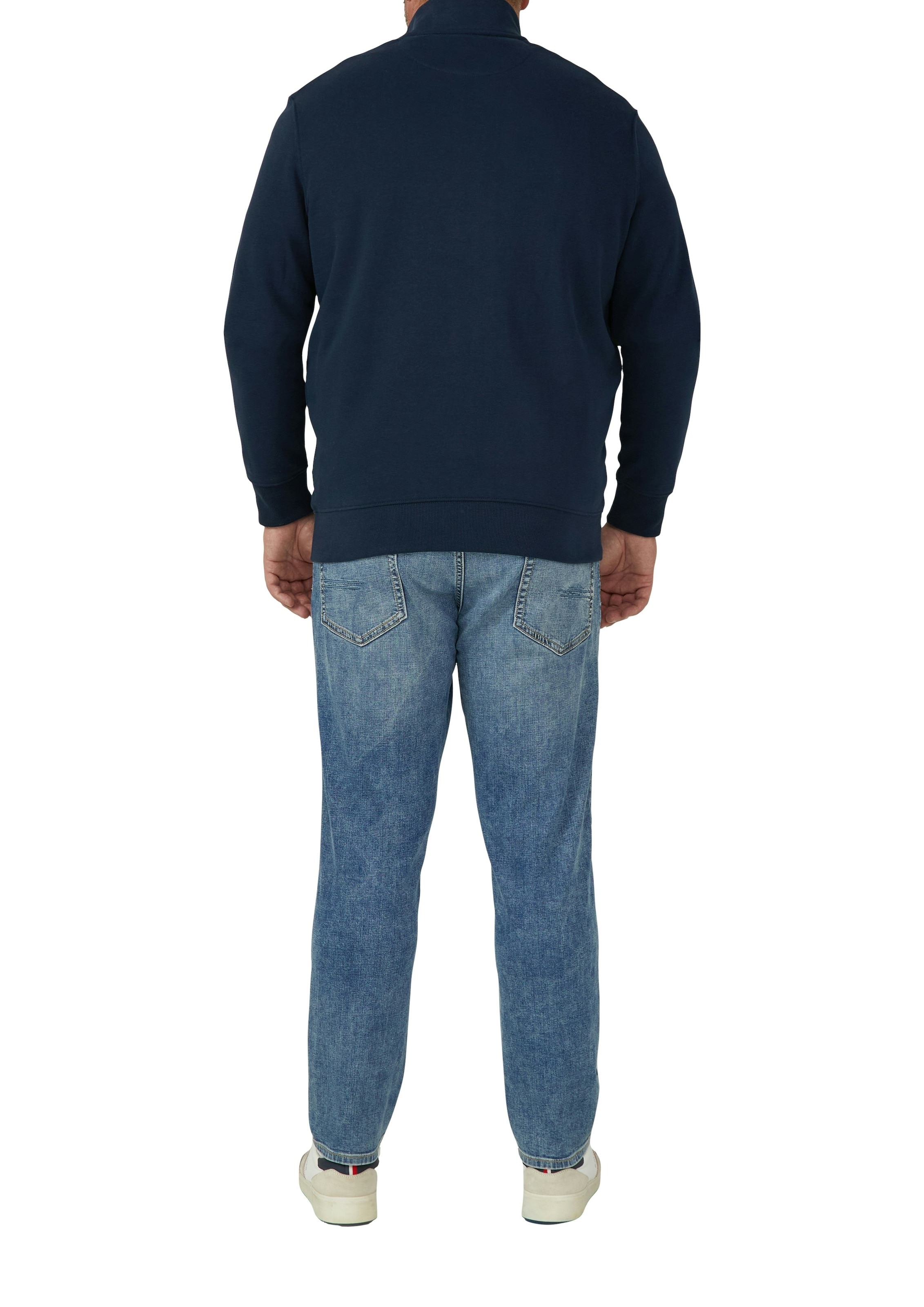 s.Oliver Men Big Sizes Sweatjacke mit Reißverschluss und Stehkragen