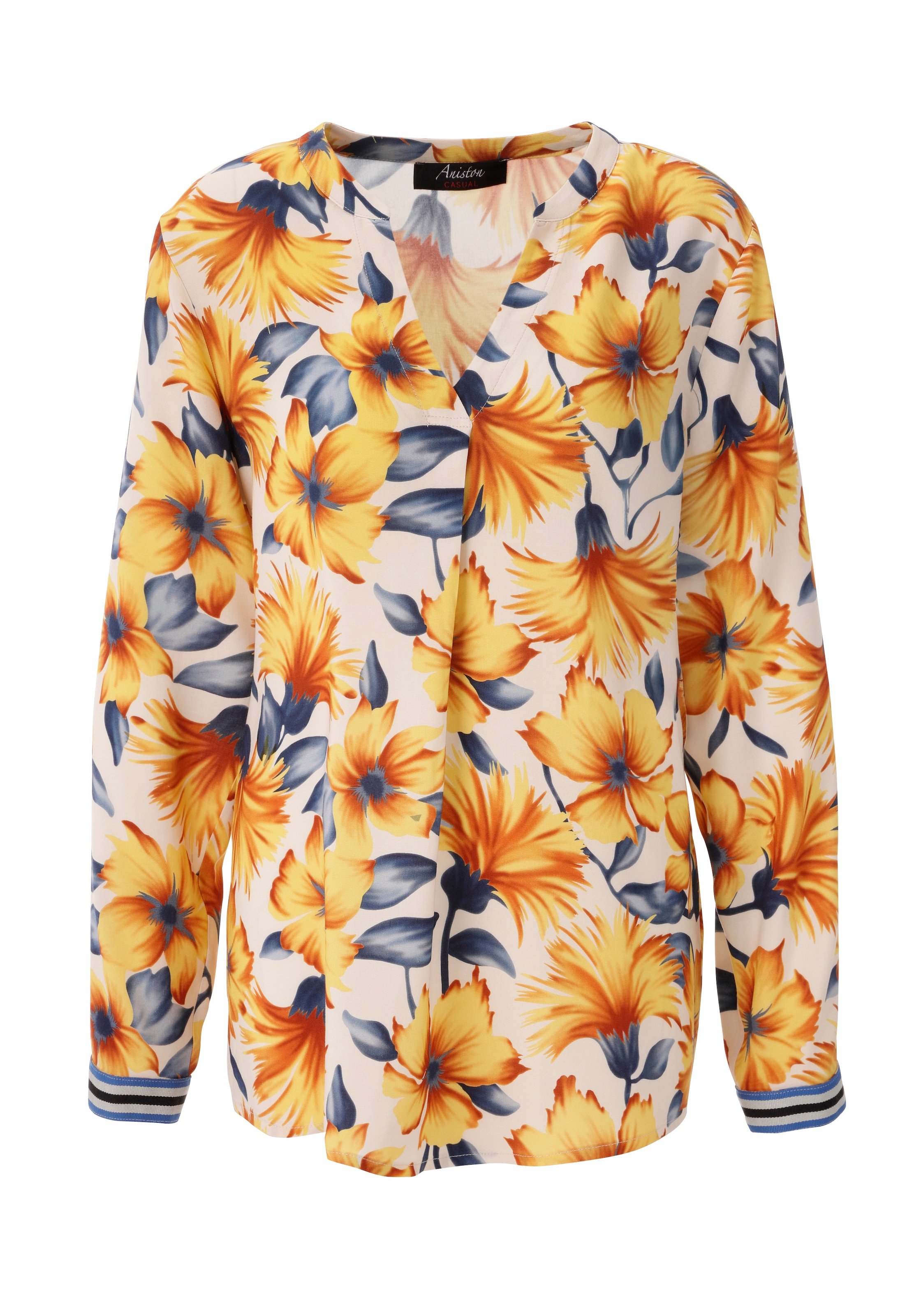 Aniston CASUAL Schlupfbluse mit farbharmonischen, großflächigen Blüten bedruckt - NEUE KOLLEKTION