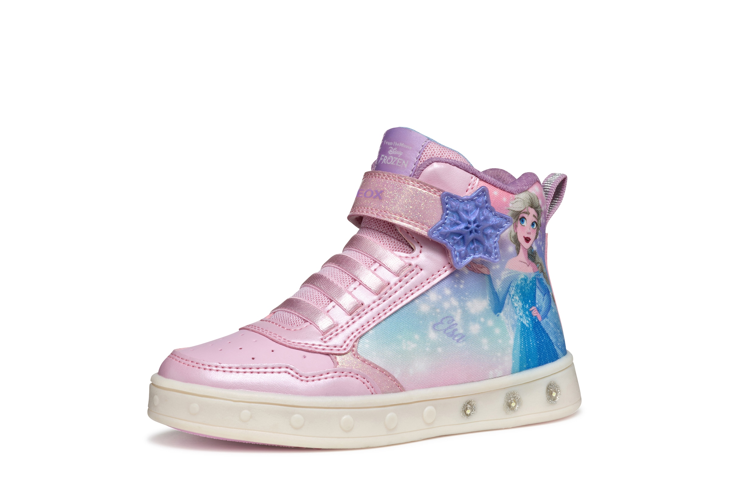 Geox Sneaker »J SKYLIN GIRL Blinkschuh«, Schnürboots, Blinkschuh mit Glitzer und Blinkfunktion