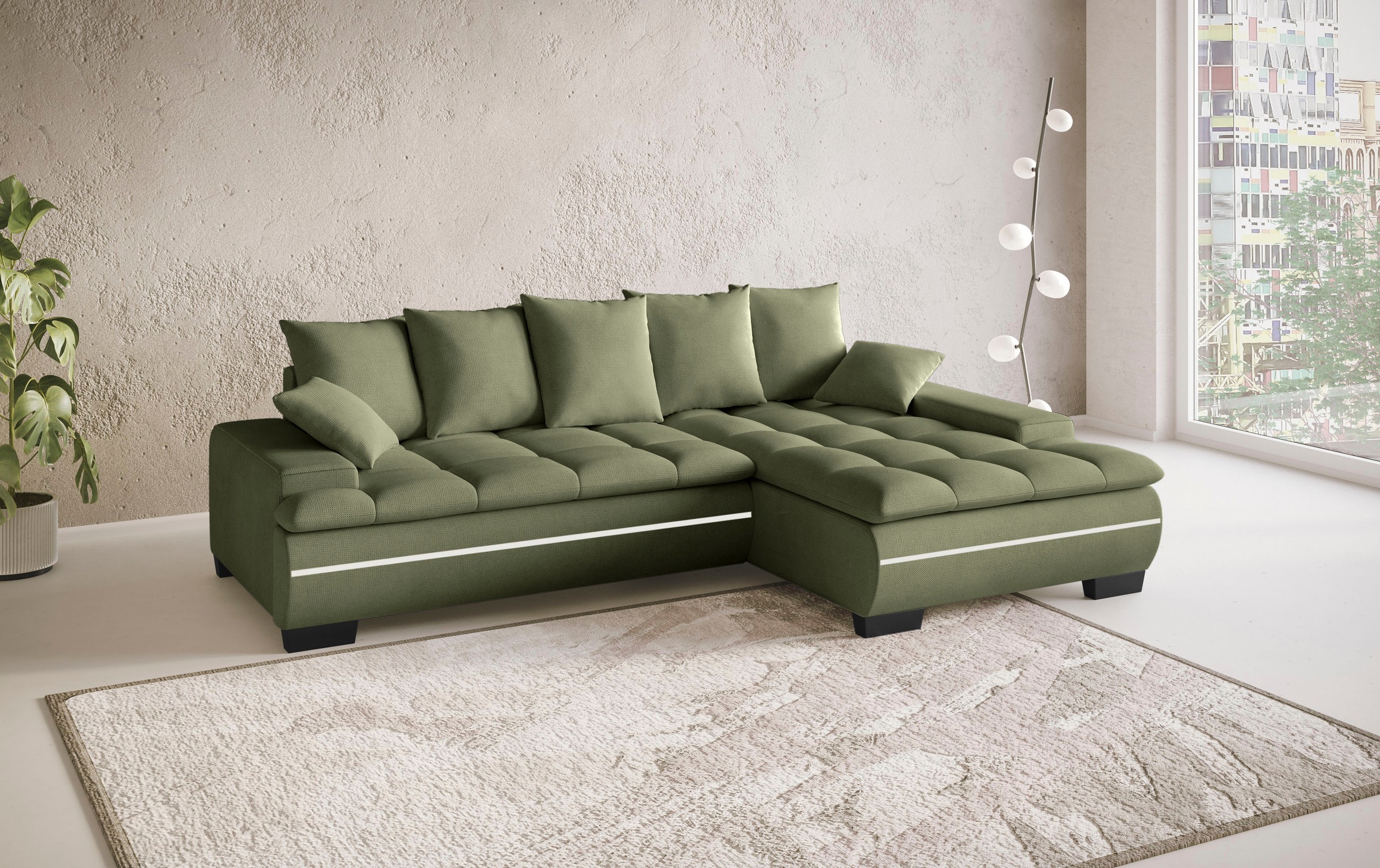 Mr. Couch Ecksofa »Haiti II, L-Form«, RGB-LED Beleuchtung, Kaltschaum, wahlweise mit Bett, Bettkasten