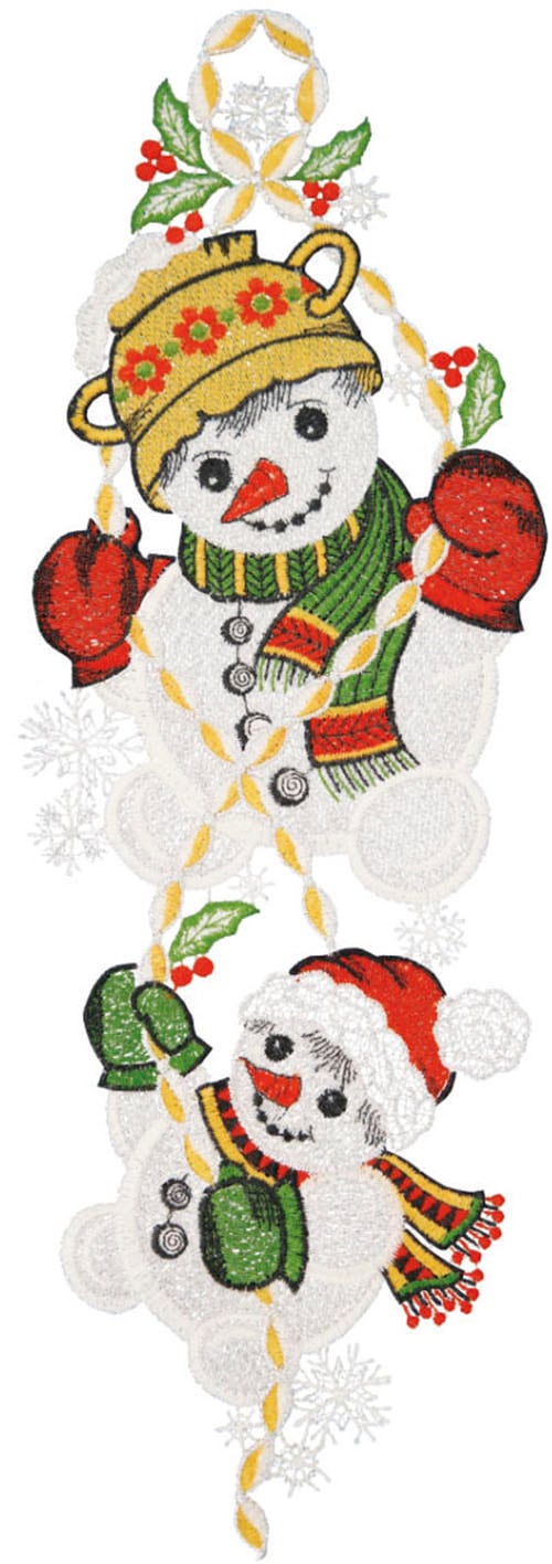 W. Reuter & Sohn - Plauener Spitze Fensterbild "Schneemänner" Made in Germa günstig online kaufen