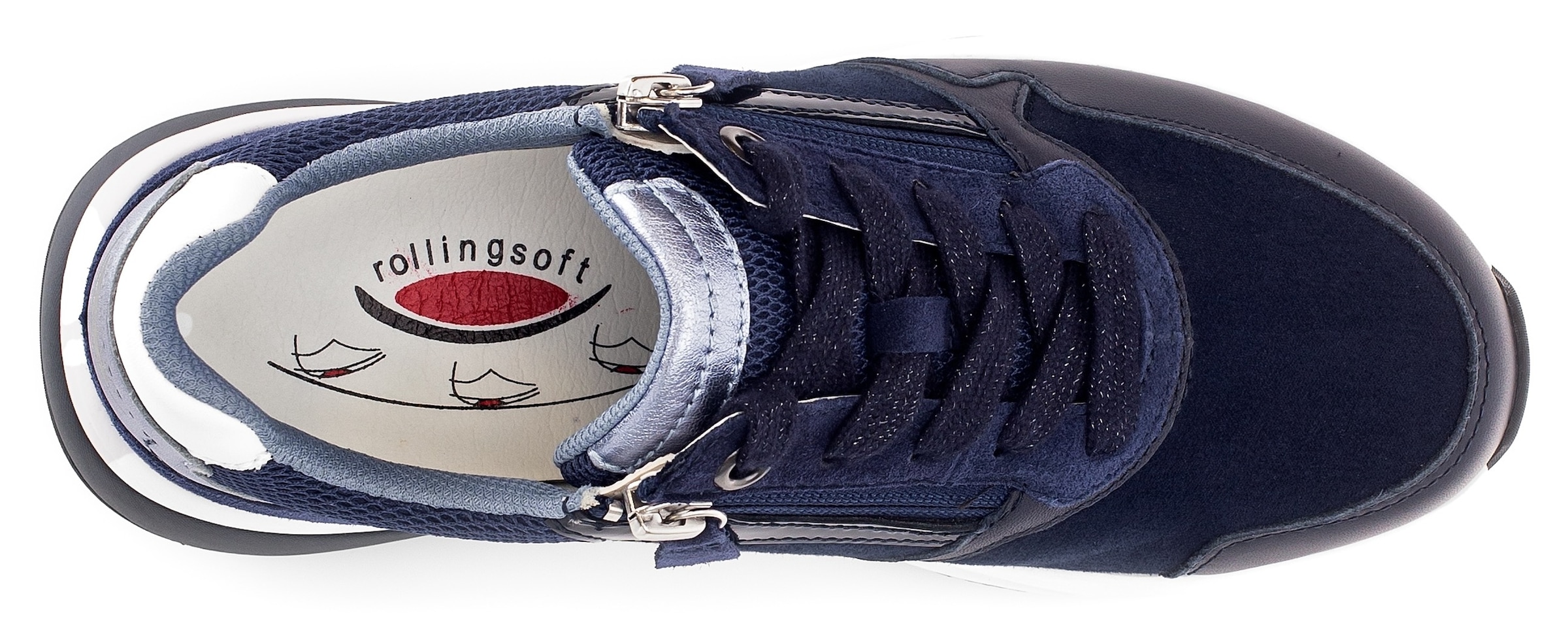 Gabor Rollingsoft Keilsneaker, Freizeitschuh, Halbschuh, Schnürer mit gepolstertem Schaftrand