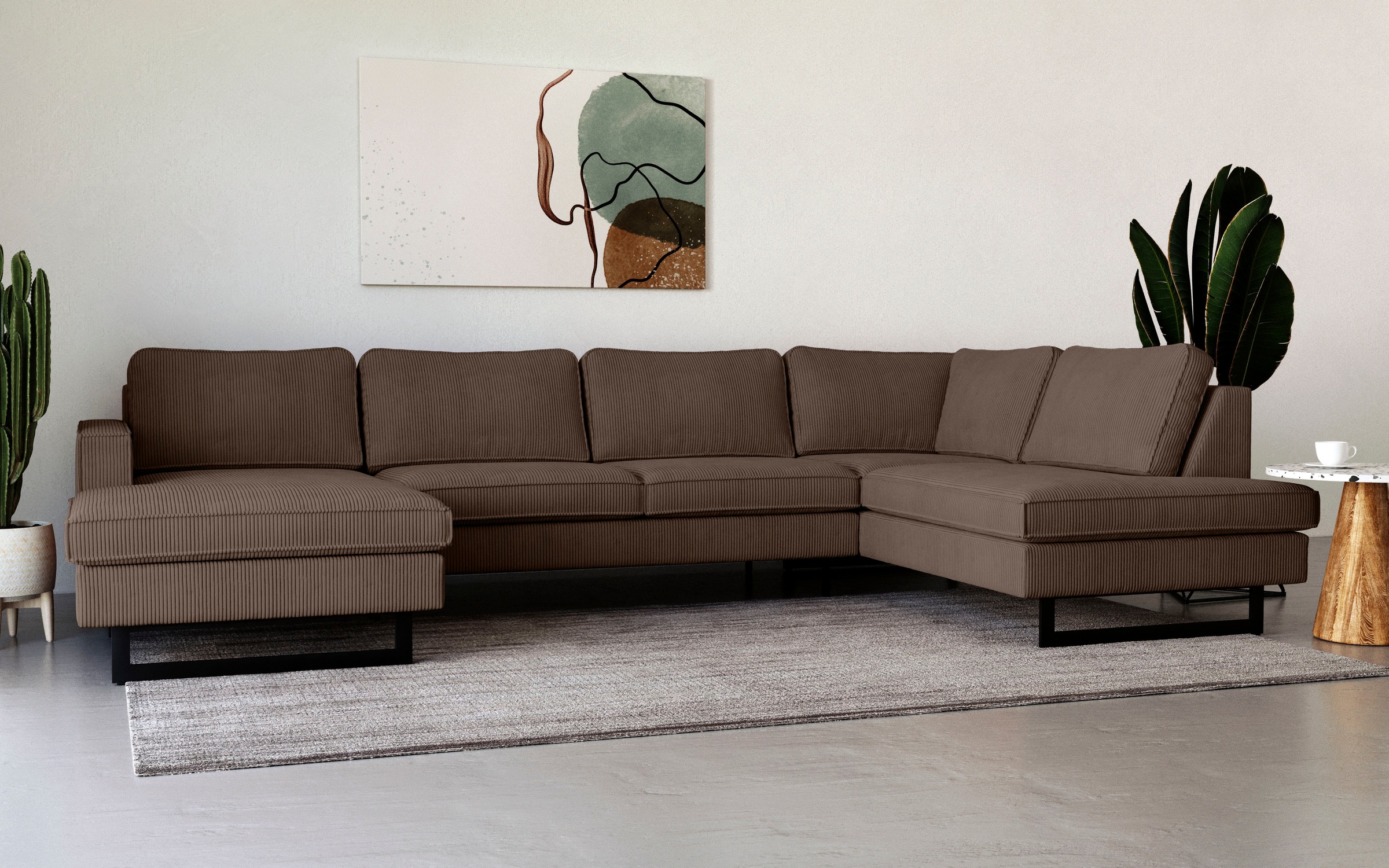 Places of Style Wohnlandschaft »Pinto, 350 cm, U-Form, XXL, mit Ottomanen«, günstig online kaufen