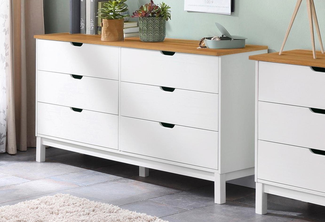 Home affaire Kommode »Post«, massives Kiefernholz, mit vielen Stauraummöglichkeiten, Breite 150 cm