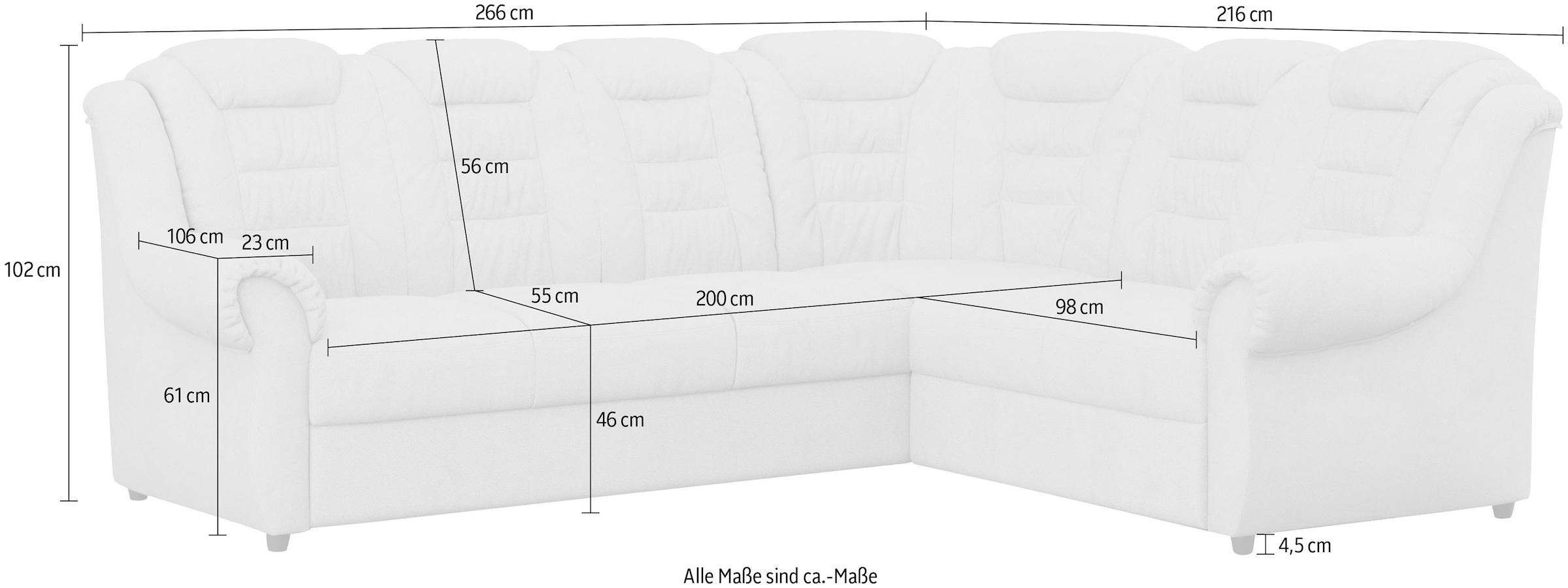 Home affaire Ecksofa »Boston L-Form«, mit hoher Rückenlehne, optional mit Bettfunktion und Stauraum