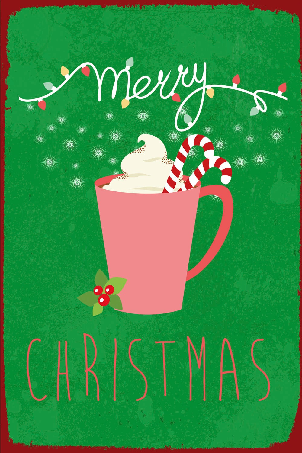 queence Metallbild »Christmas Cup«, Schriftzüge-Schriftzug-Weihnachten-Getränke, (1 St.), Stahlschild, Blechschild, Weihnachten, Wandbild, Deko