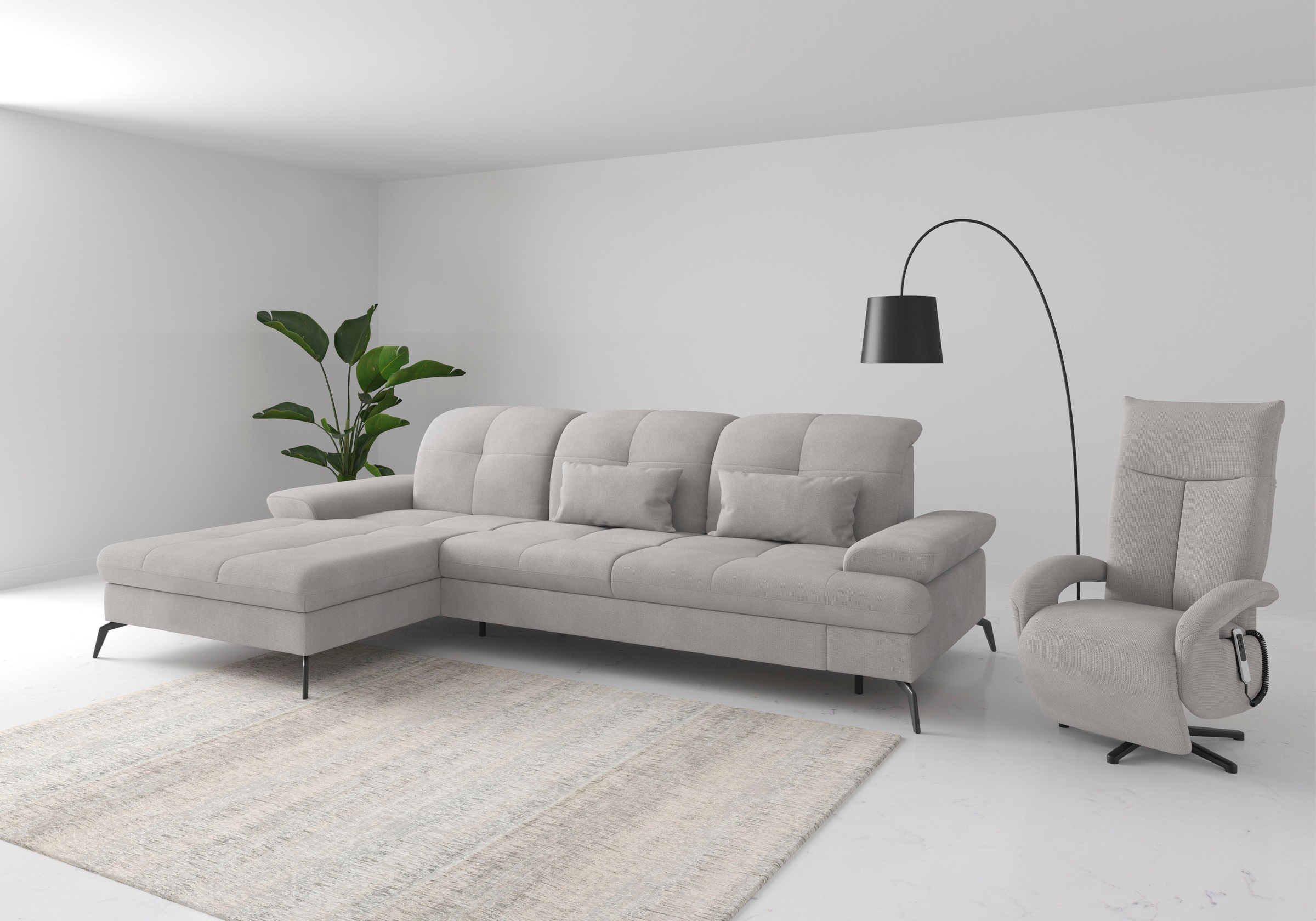 sit&more Ecksofa »Amica, L-Form, inkl. Sitztiefenverstellung & Armteilverstellung«, wahlweise mit Bettfunktion, Bettkasten und Kopfteilverstellung